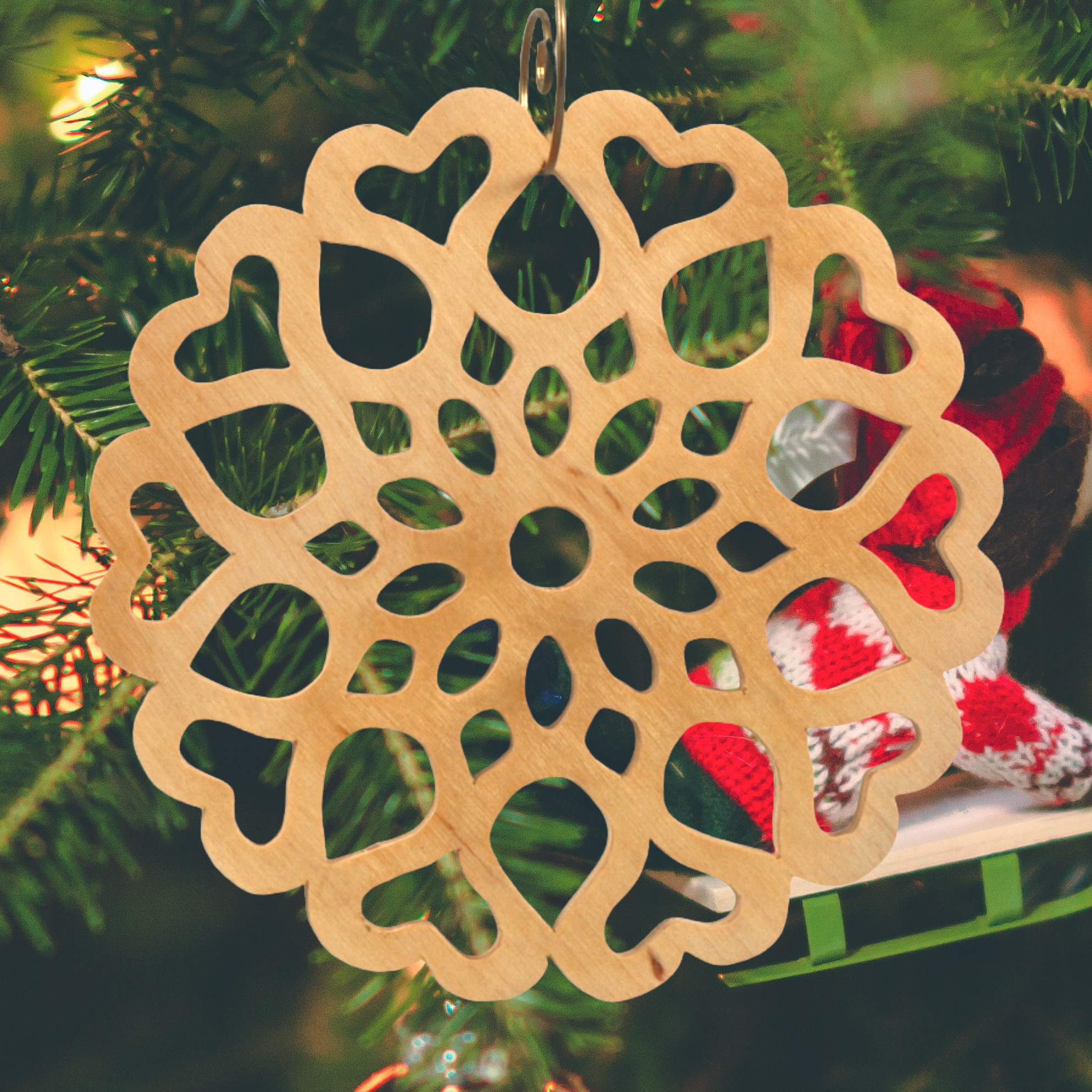 Handcrafted Wooden Victorian Style Fretwork Christmas Tree Ornament Made In USA