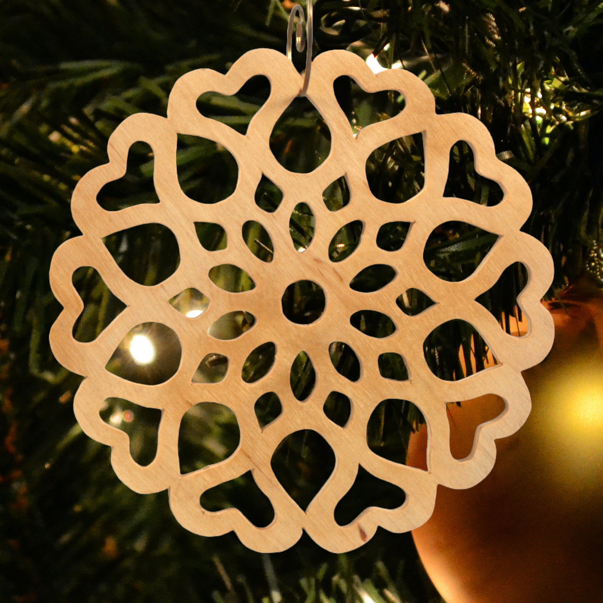 Handcrafted Wooden Victorian Style Fretwork Christmas Tree Ornament Made In USA