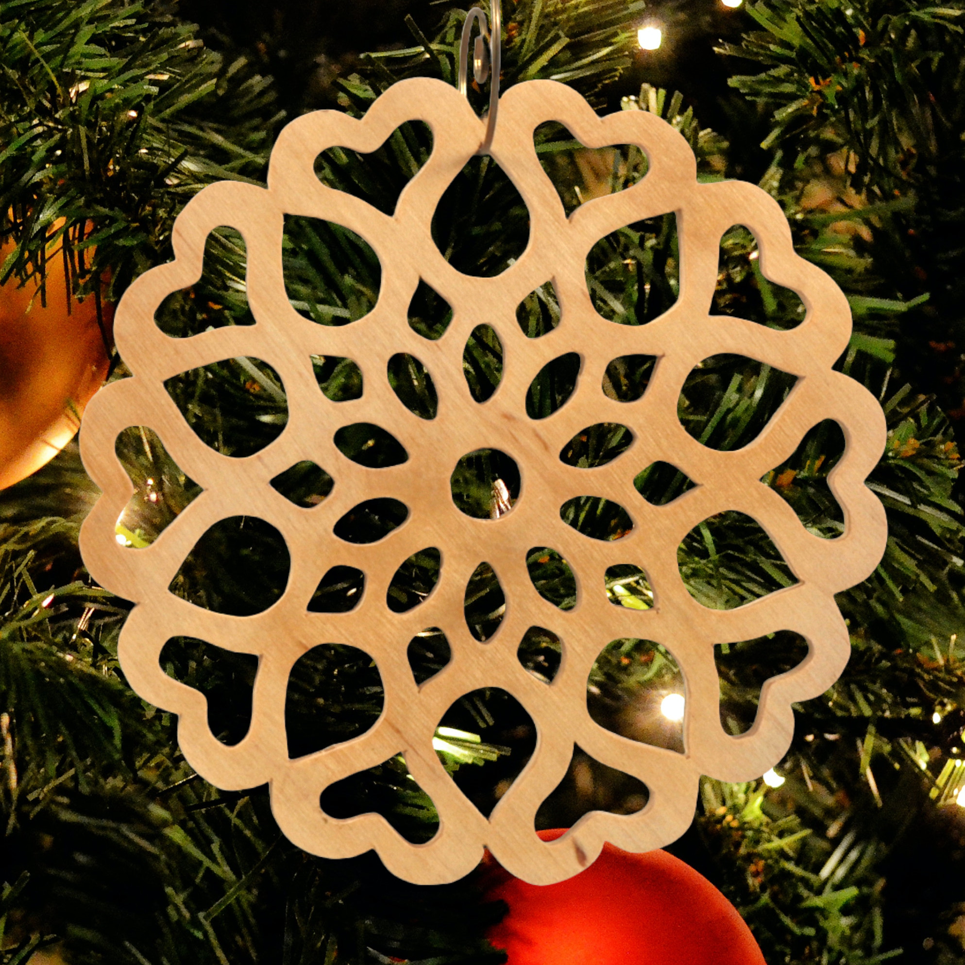 Handcrafted Wooden Victorian Style Fretwork Christmas Tree Ornament Made In USA