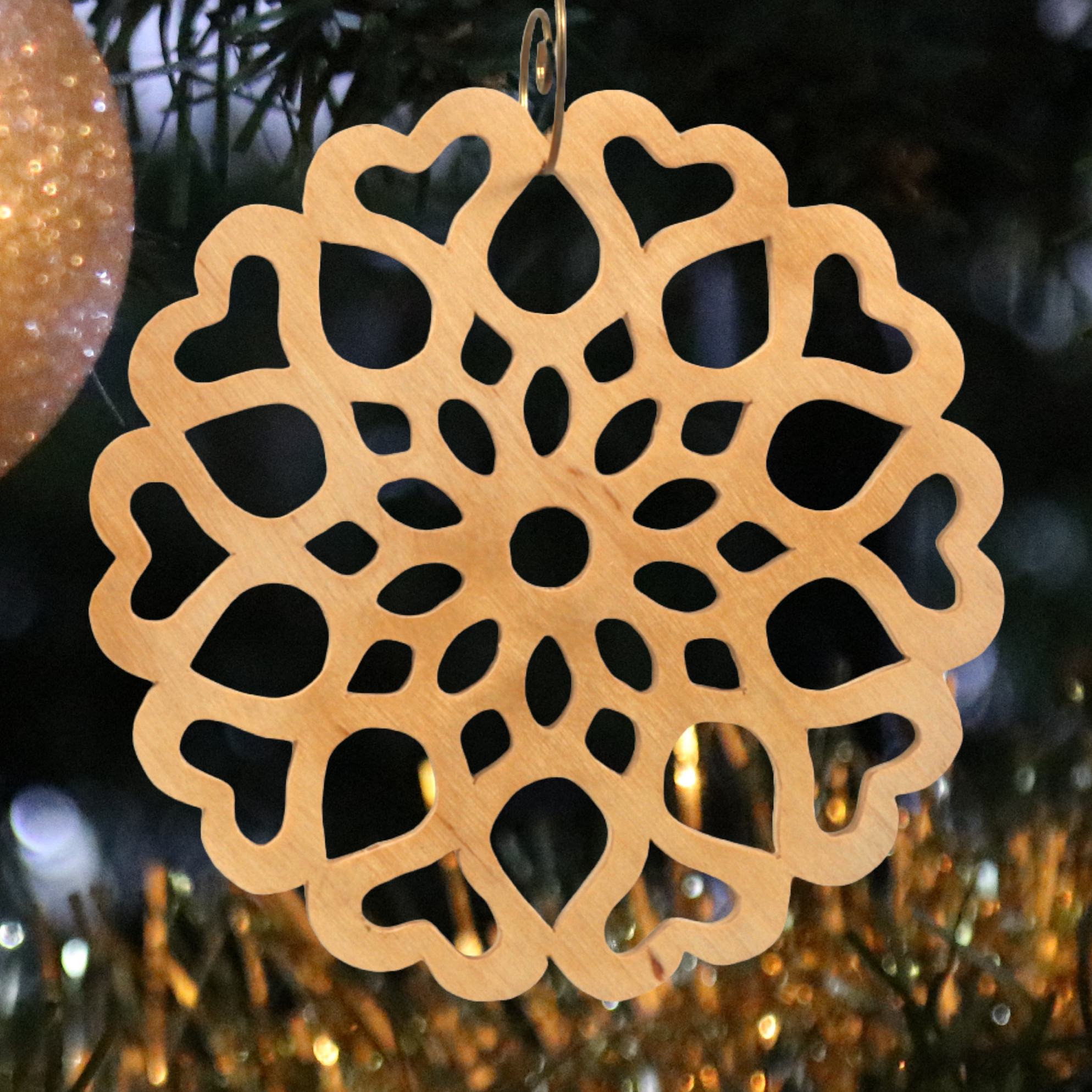 Handcrafted Wooden Victorian Style Fretwork Christmas Tree Ornament Made In USA