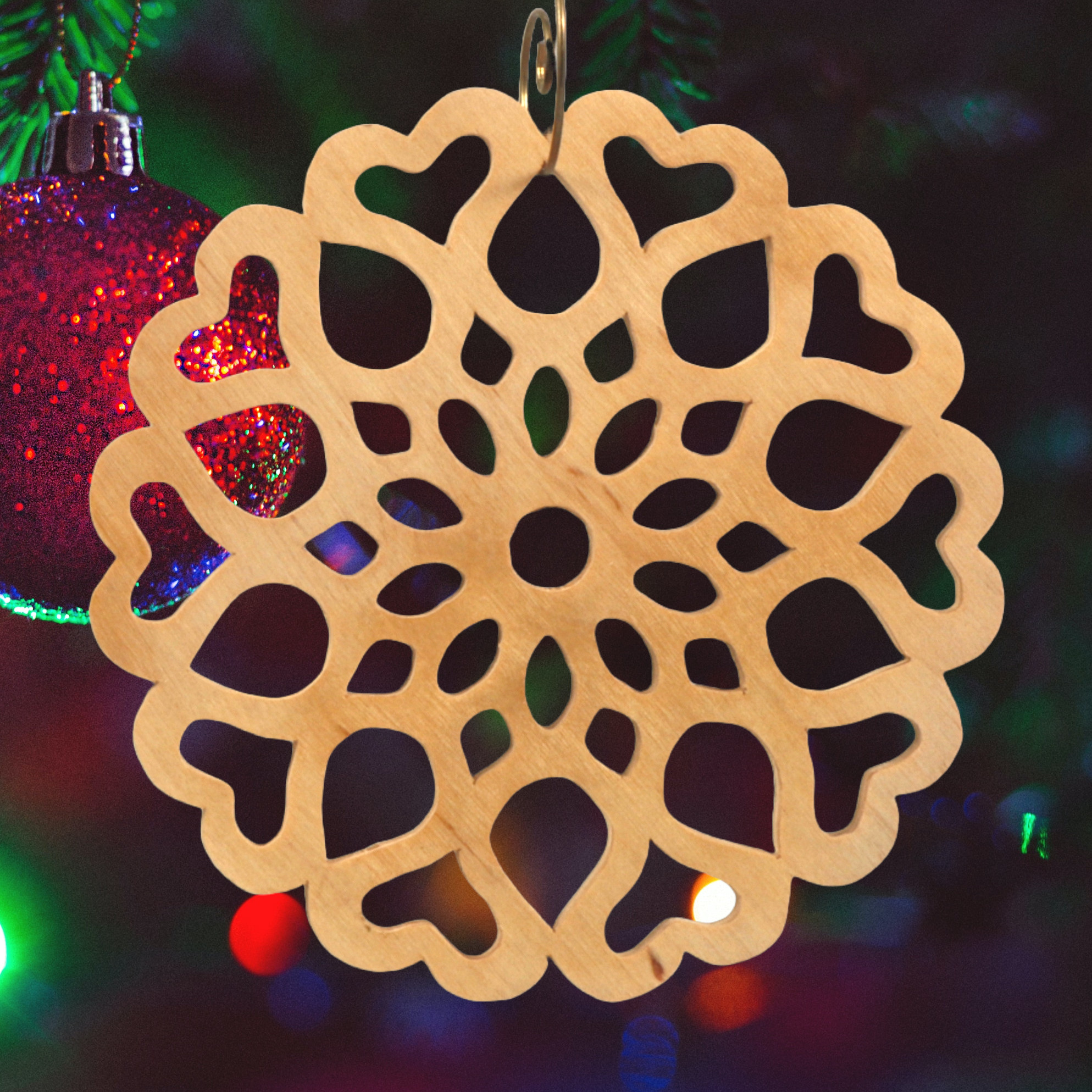 Handcrafted Wooden Victorian Style Fretwork Christmas Tree Ornament Made In USA