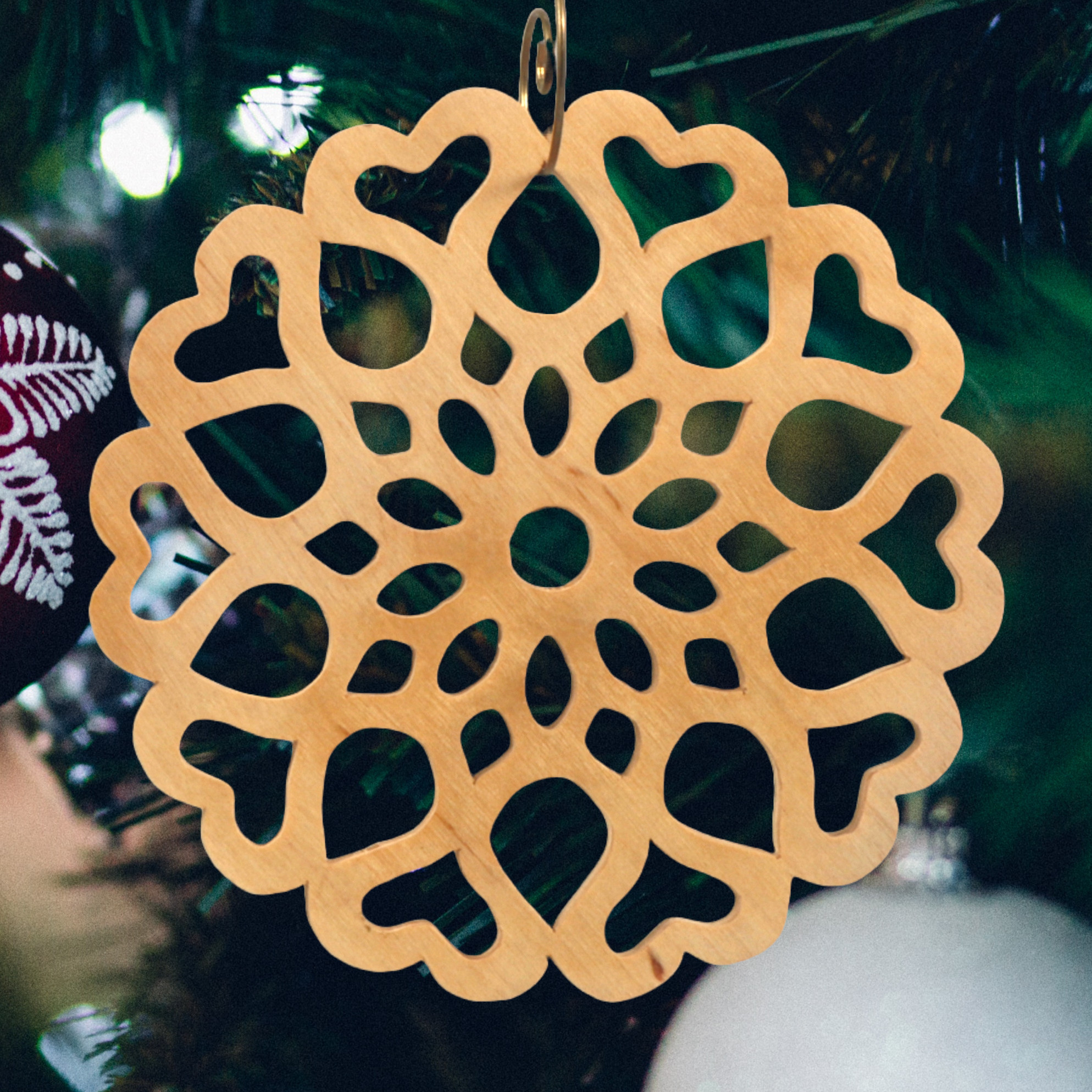 Handcrafted Wooden Victorian Style Fretwork Christmas Tree Ornament Made In USA