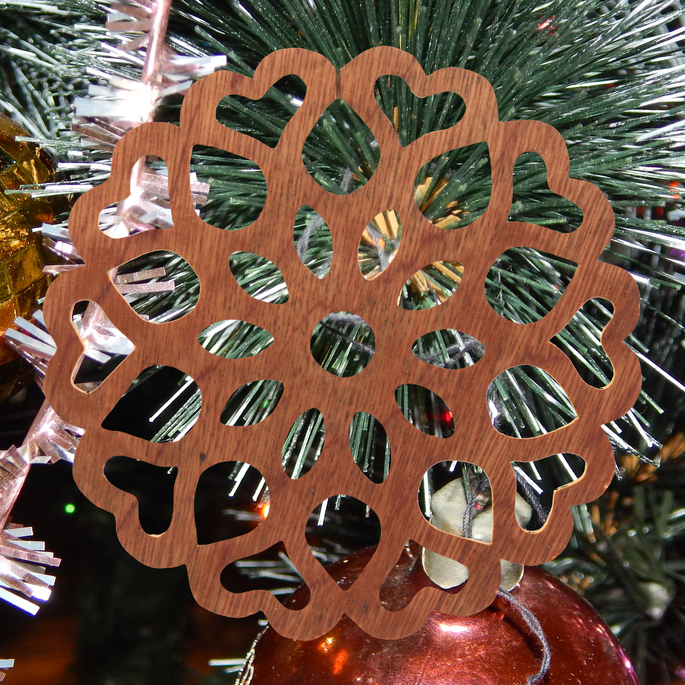 Handcrafted Wooden Victorian Style Fretwork Christmas Tree Ornament Made In the USA