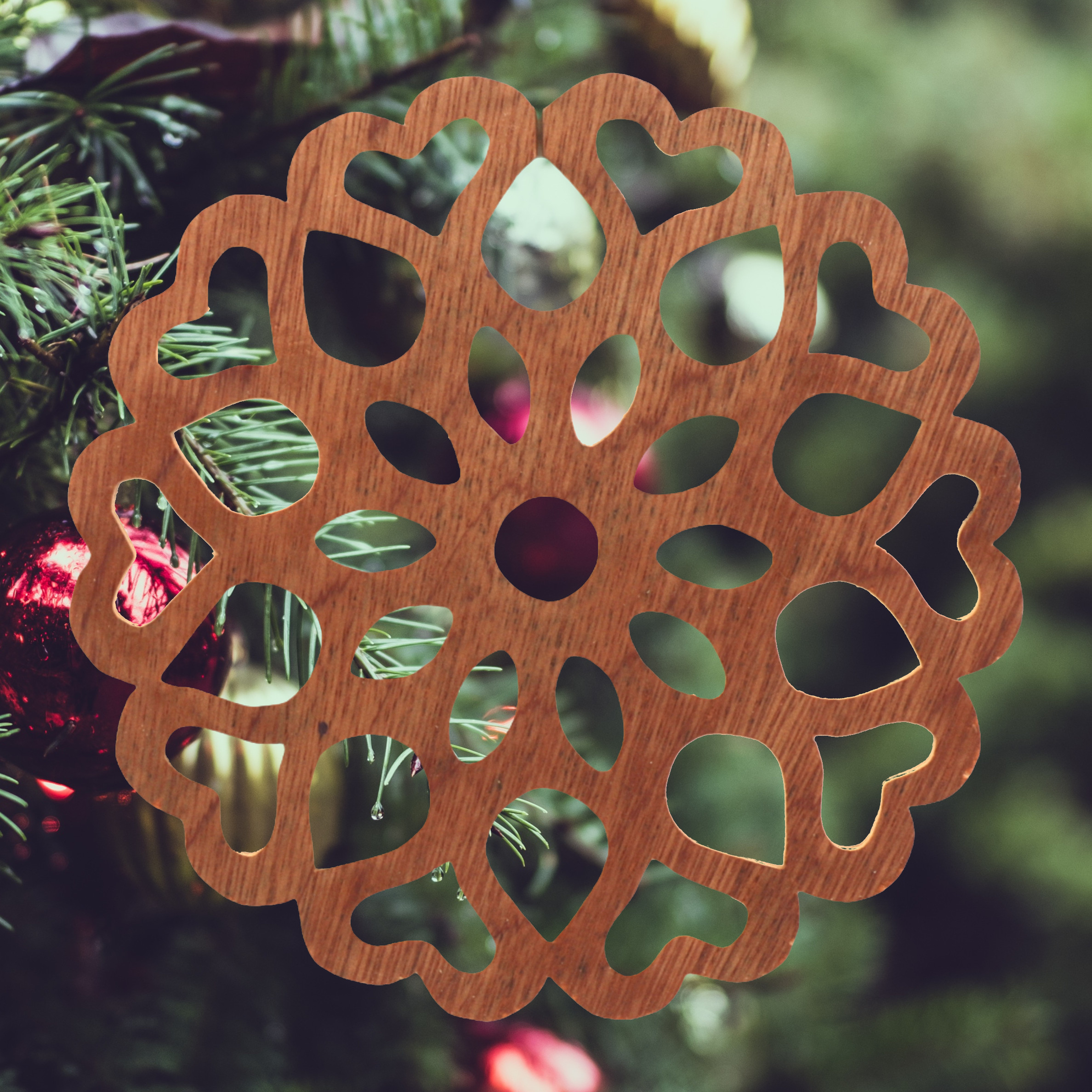 Handcrafted Wooden Victorian Style Fretwork Christmas Tree Ornament Made In the USA