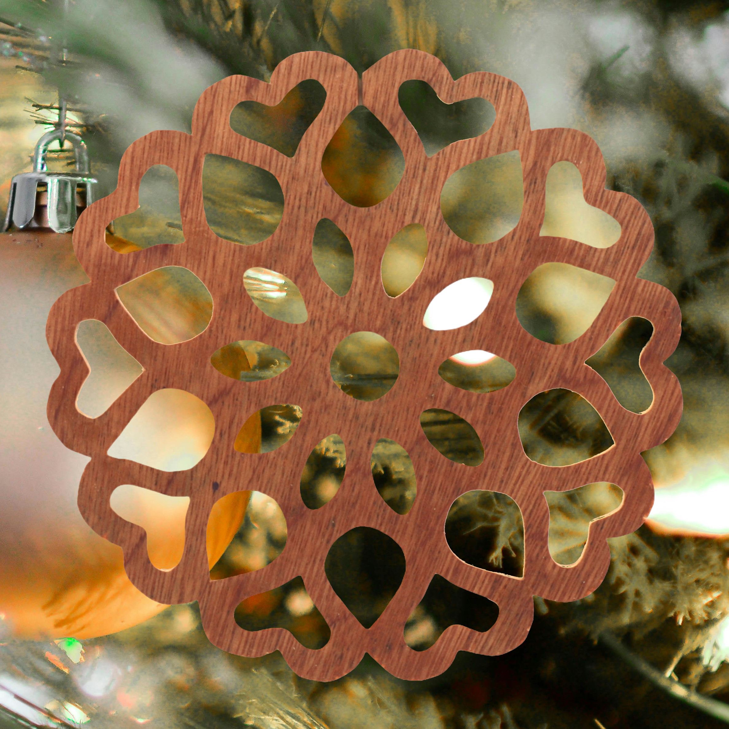 Handcrafted Wooden Victorian Style Fretwork Christmas Tree Ornament Made In the USA