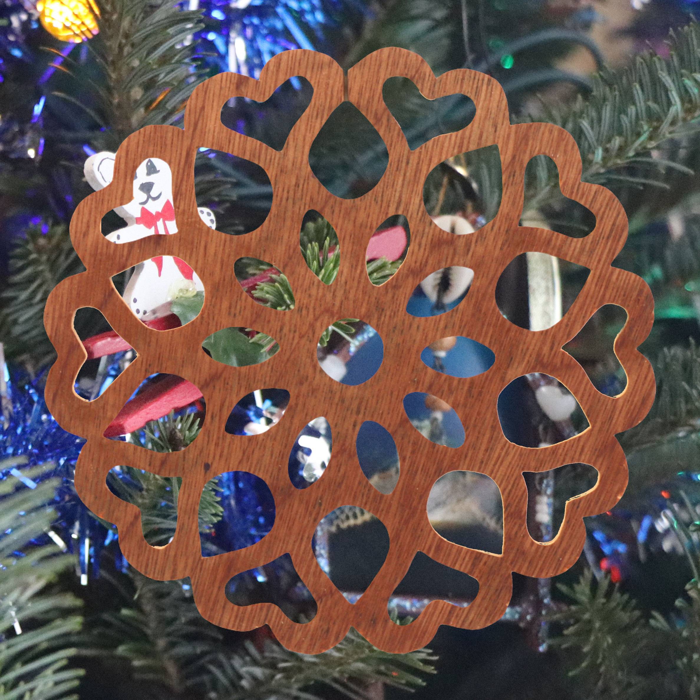 Handcrafted Wooden Victorian Style Fretwork Christmas Tree Ornament Made In the USA
