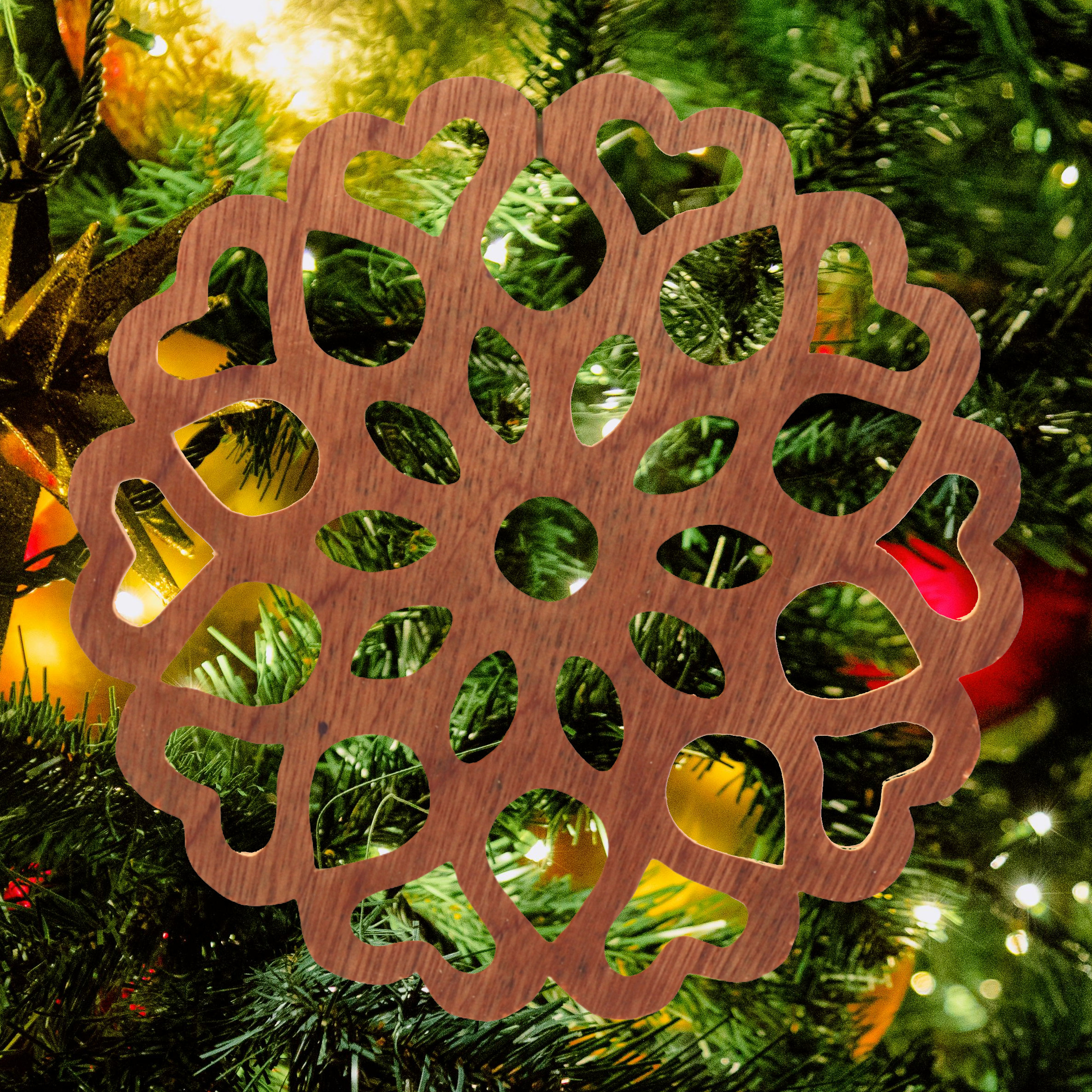 Handcrafted Wooden Victorian Style Fretwork Christmas Tree Ornament Made In the USA