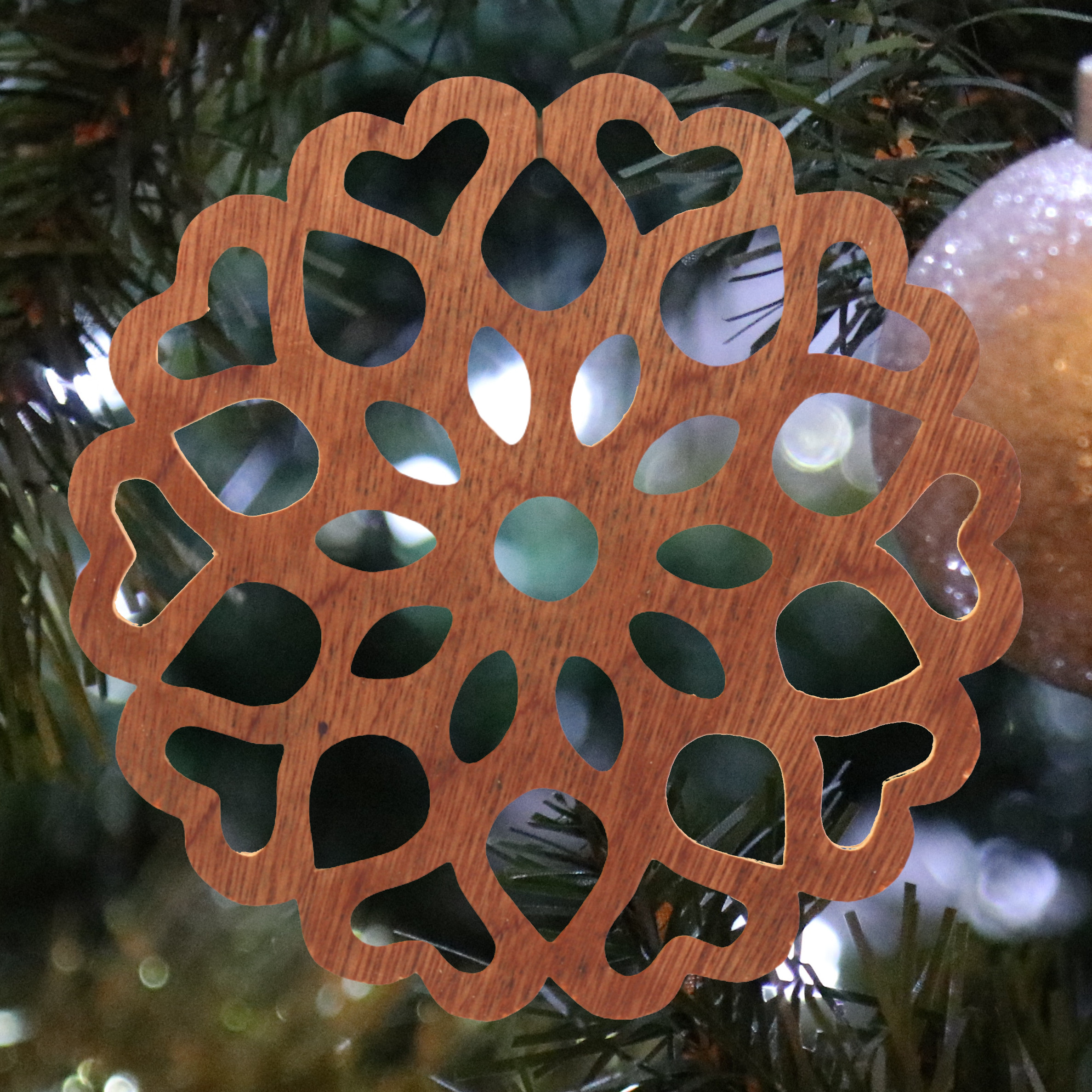 Handcrafted Wooden Victorian Style Fretwork Christmas Tree Ornament Made In the USA