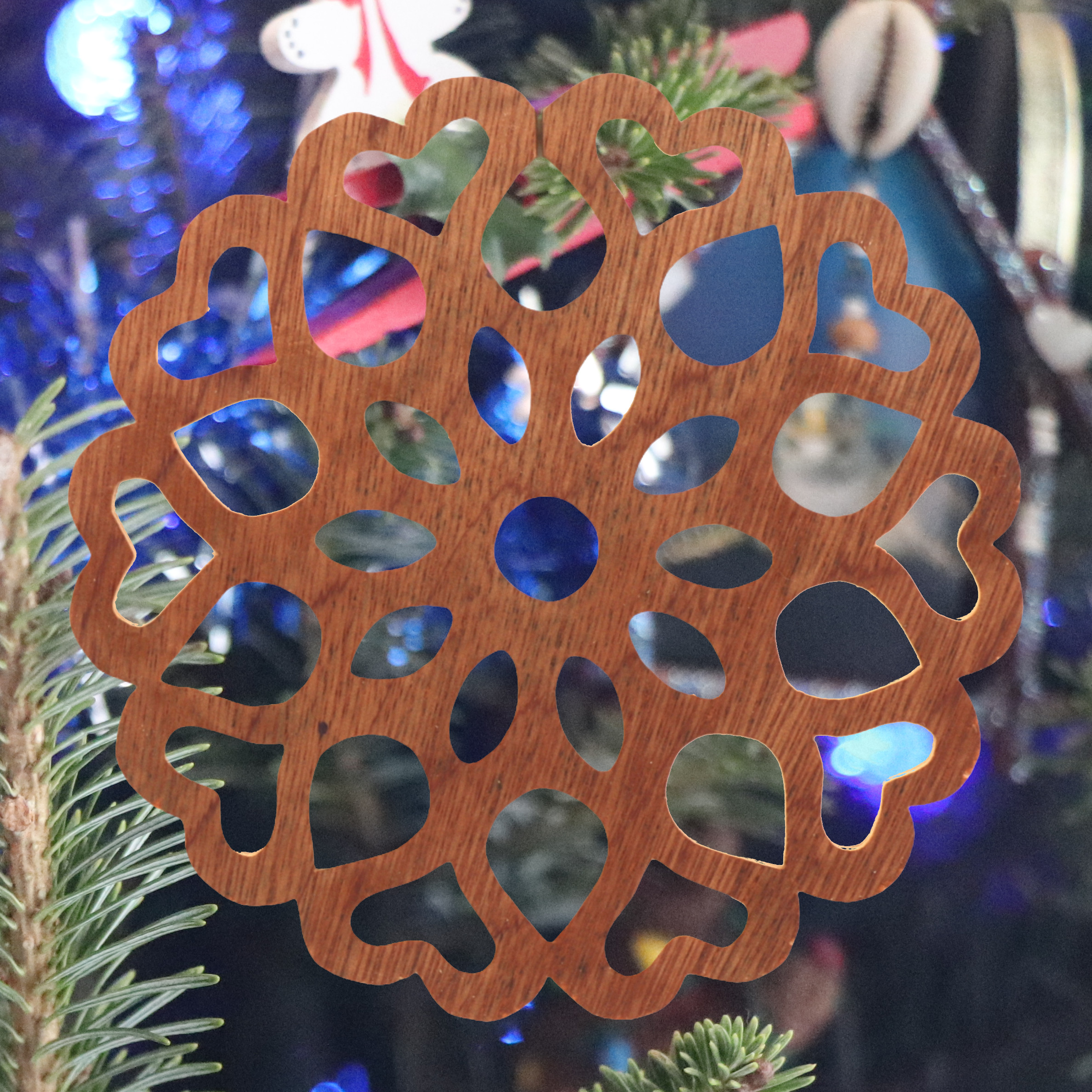 Handcrafted Wooden Victorian Style Fretwork Christmas Tree Ornament Made In the USA