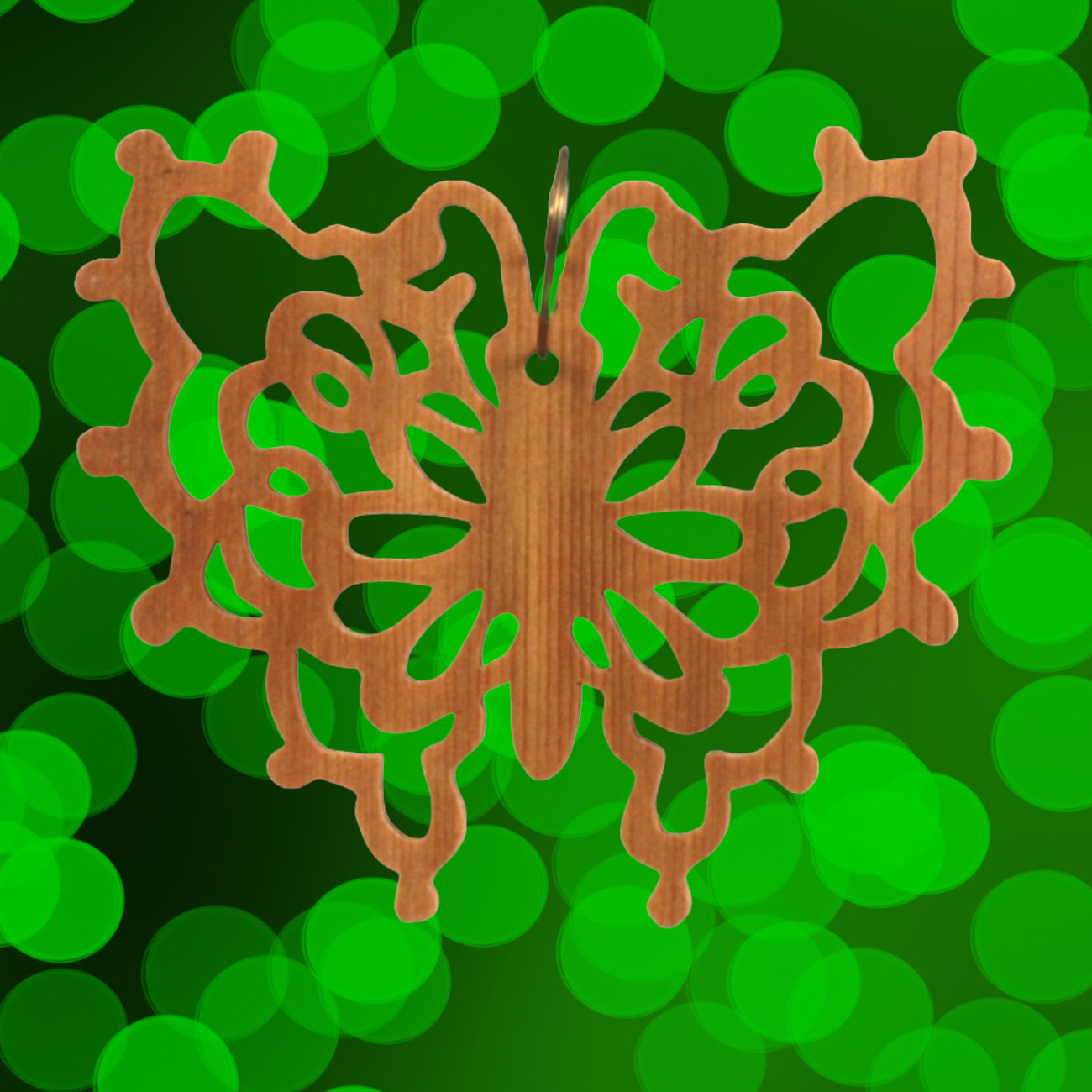 Handcrafted Victorian Style Wooden Fretwork Butterfly Christmas Tree Ornament Made Inn USA