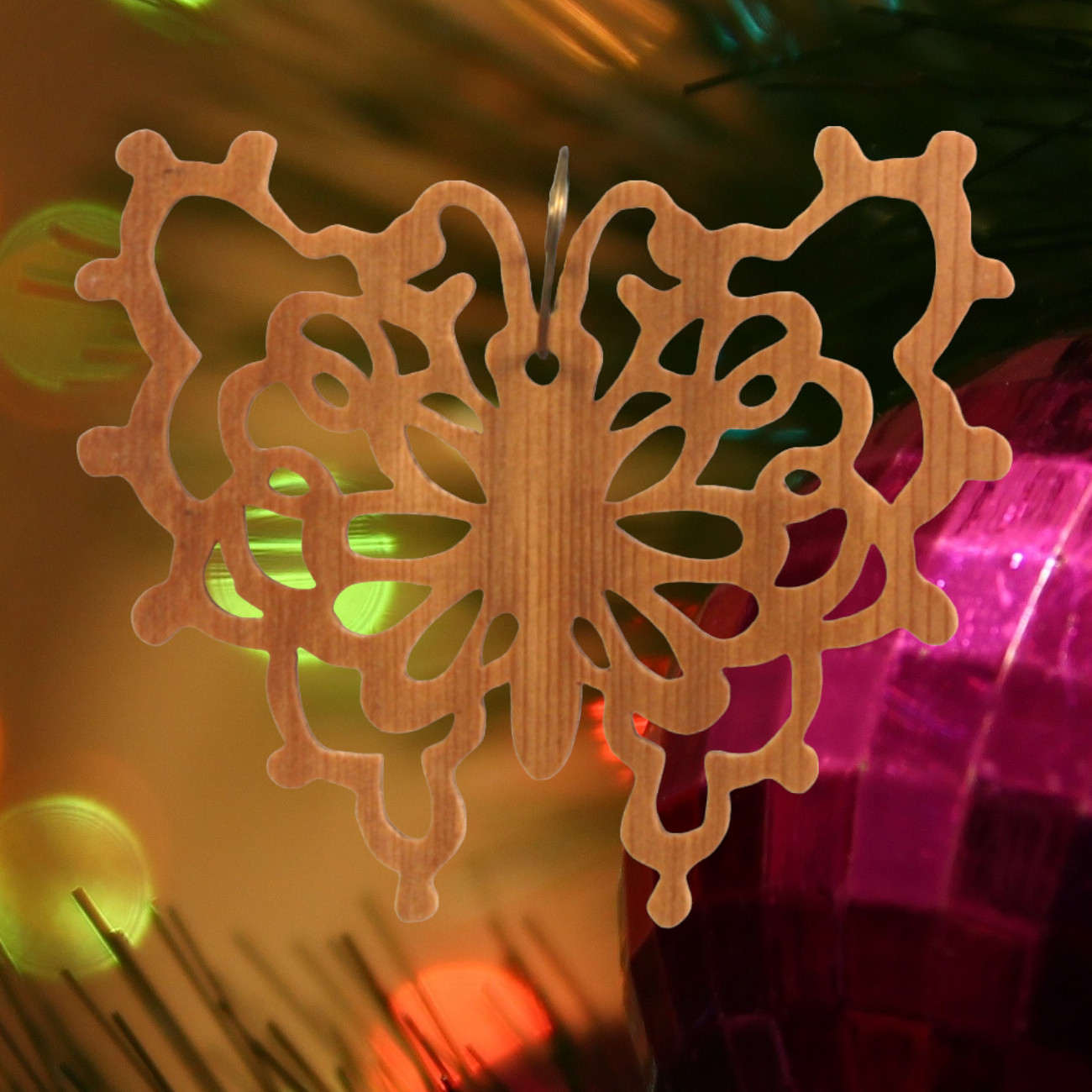 Handcrafted Victorian Style Wooden Fretwork Butterfly Christmas Tree Ornament Made Inn USA