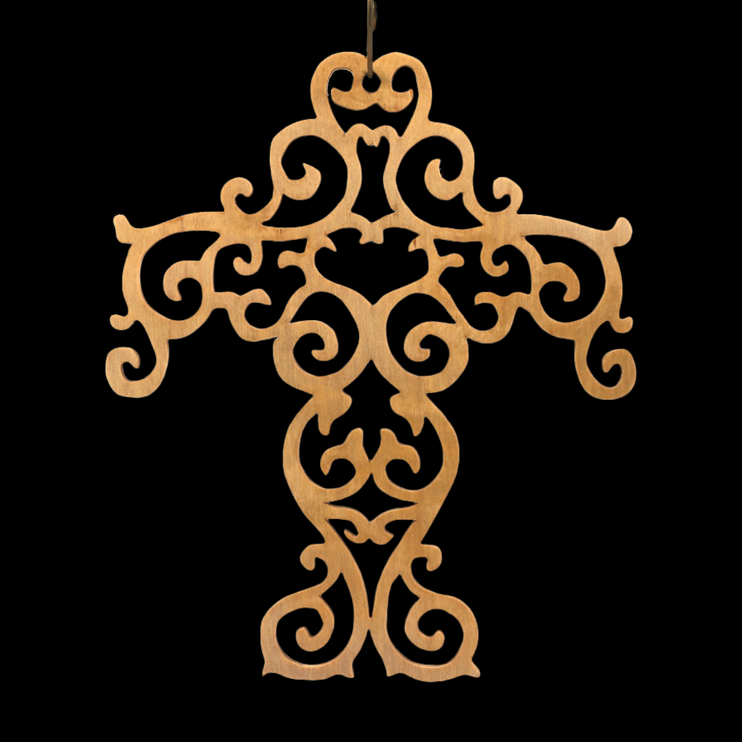 Handcrafted Wooden Victorian Style Fretwork Christian Cross - Made In US
