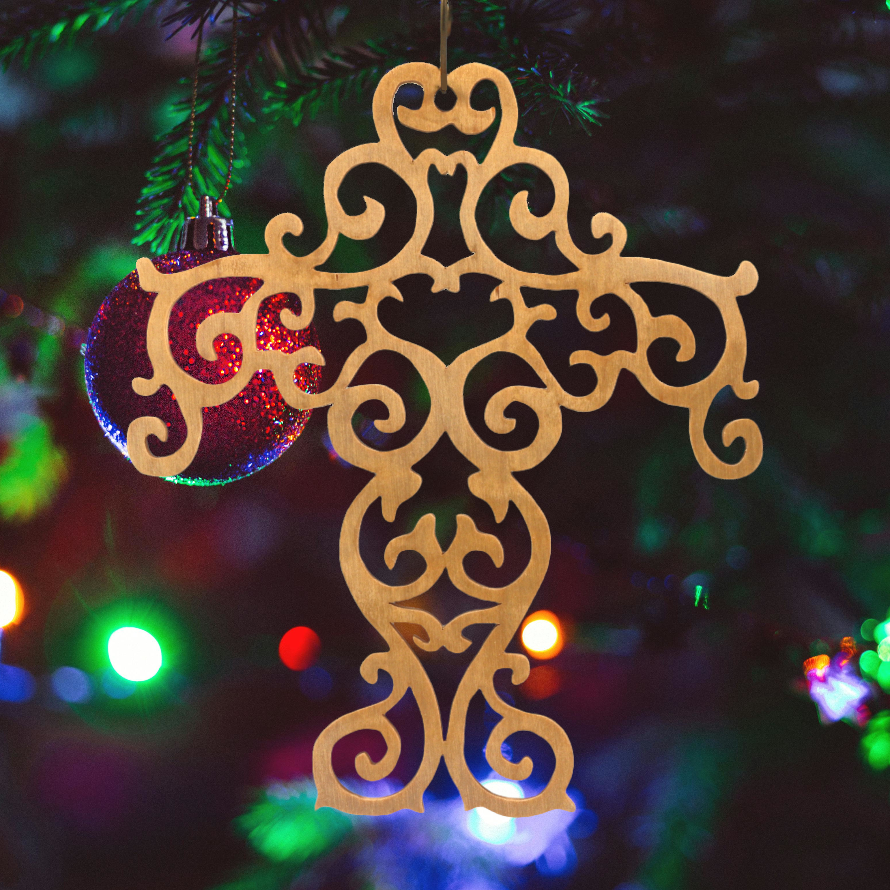 Handcrafted Wooden Victorian Style Fretwork Christian Cross - Made In US