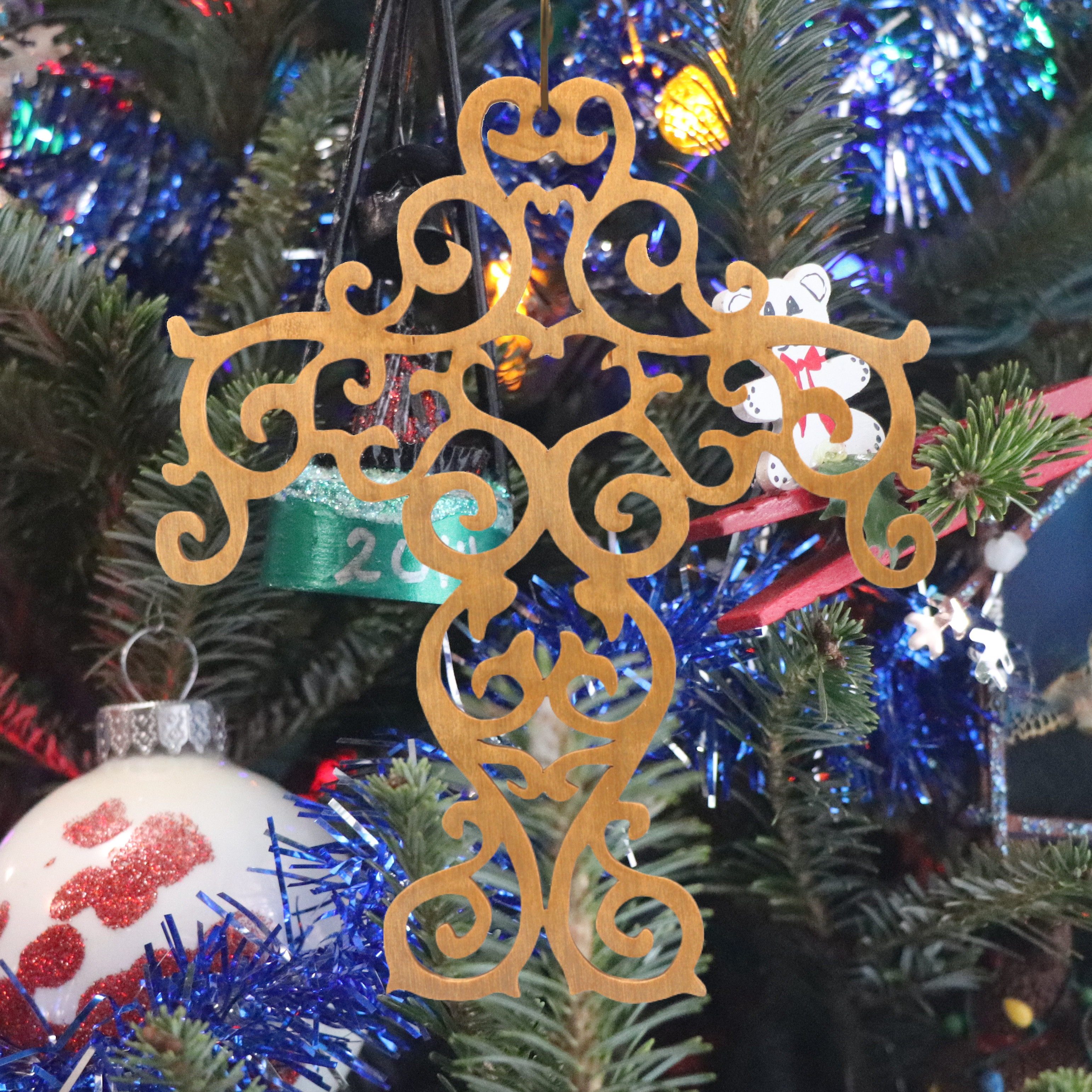 Handcrafted Wooden Victorian Style Fretwork Christian Cross - Made In US