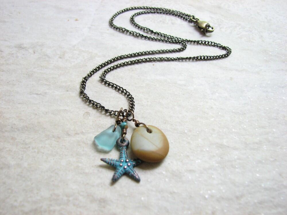 womens multi charm necklace