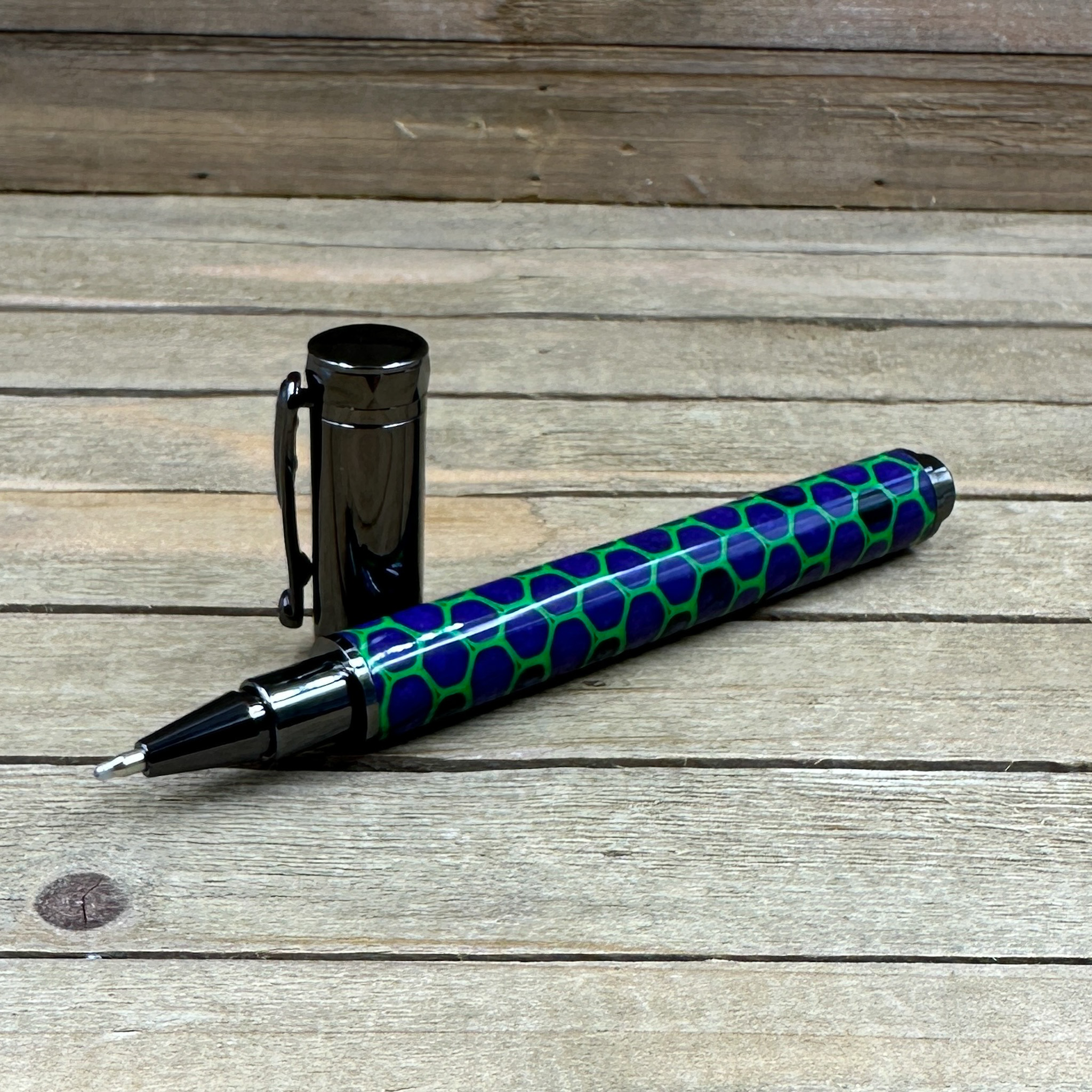 Lime green 3d honeycomb with purple and black resin  Lime green 3d honeycomb with purple and black resin