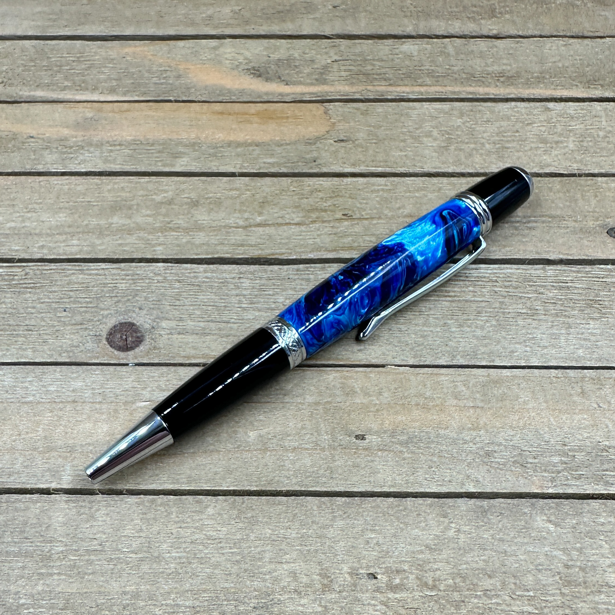 Sierra style ballpoint pen made with blue resin  Sierra style ballpoint pen made with blue resin