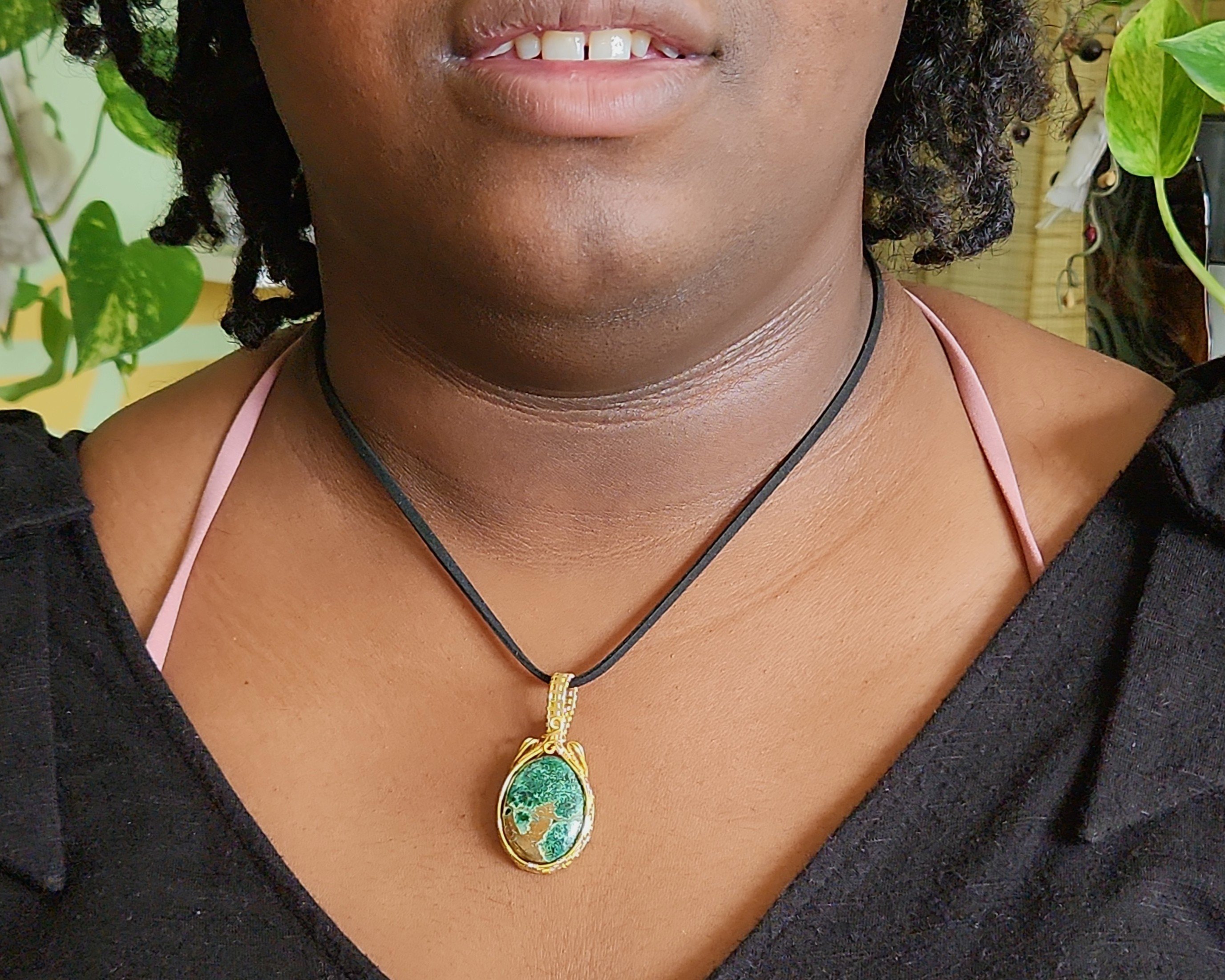 Pendant modeled by Vanessa Byrd. Pendant modeled by Vanessa Byrd.
