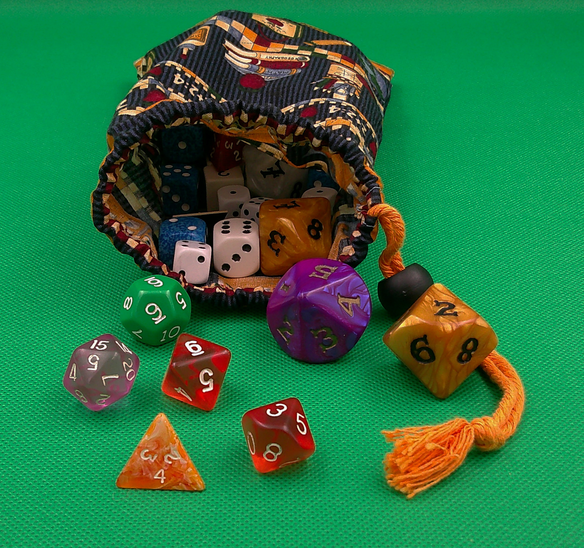 This is just an example of using it for different dice pieces. They are NOT included with the game bag. This is just an example of using it for different dice pieces. They are NOT included with the game bag.