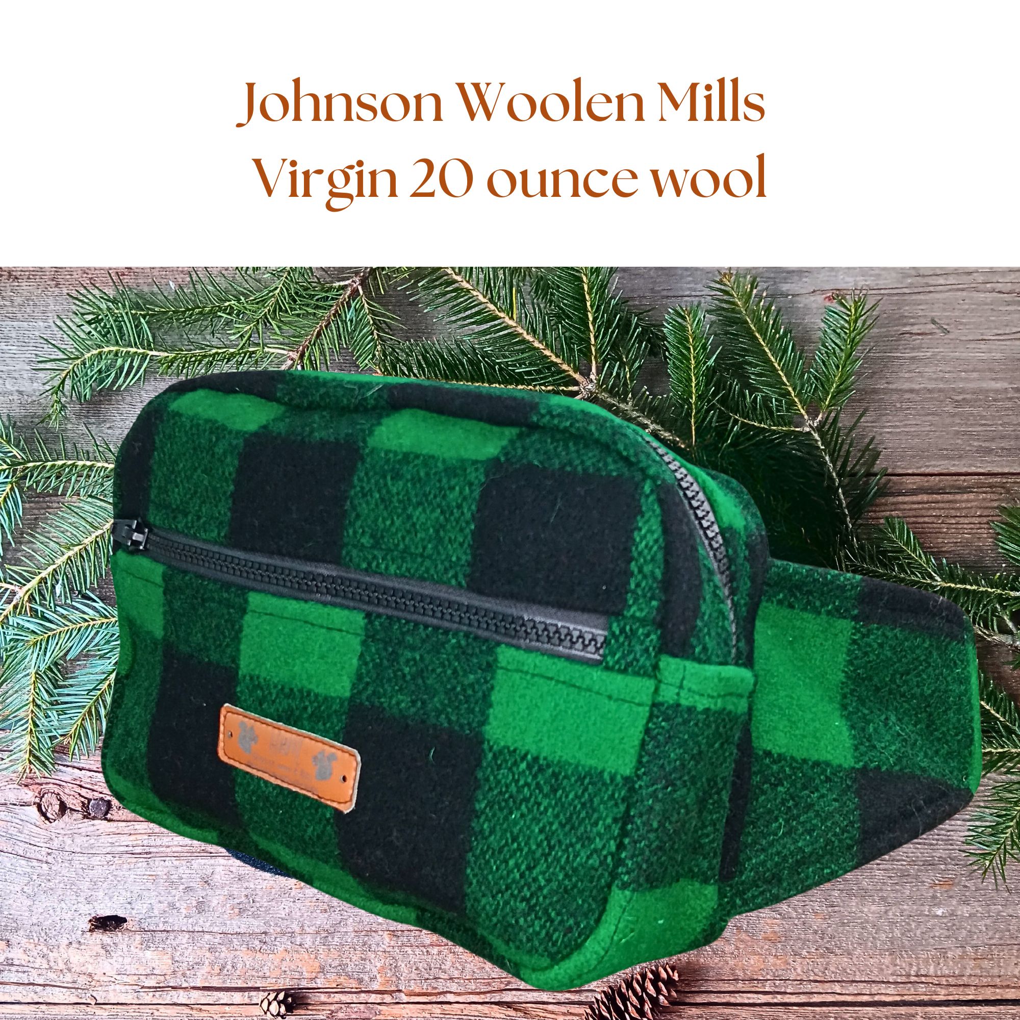 Handmade green wool belt bag made from 20-ounce Johnson Woolen Mills virgin wool. Durable plaid hunting fanny pack for outdoor adventures. Handmade green wool belt bag made from 20-ounce Johnson Woolen Mills virgin wool. Durable plaid hunting fanny pack for outdoor adventures.