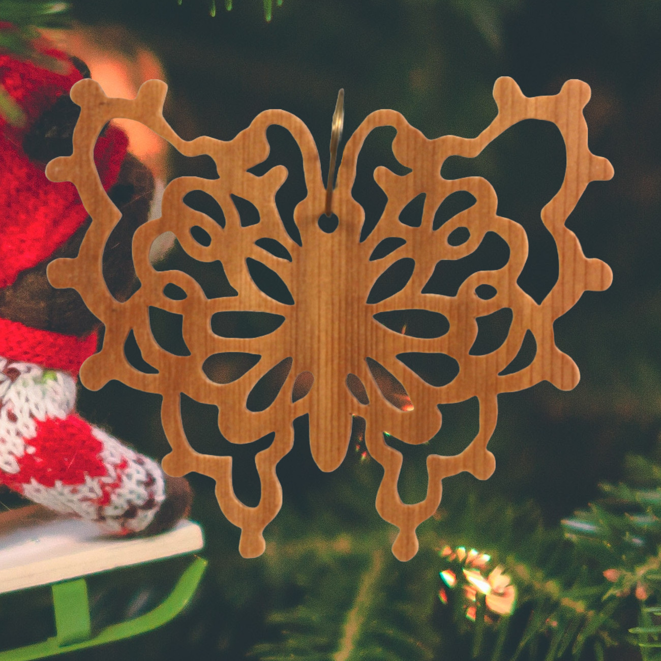 Handcrafted Victorian Style Wooden Fretwork Butterfly Christmas Tree Ornament Made Inn USA
