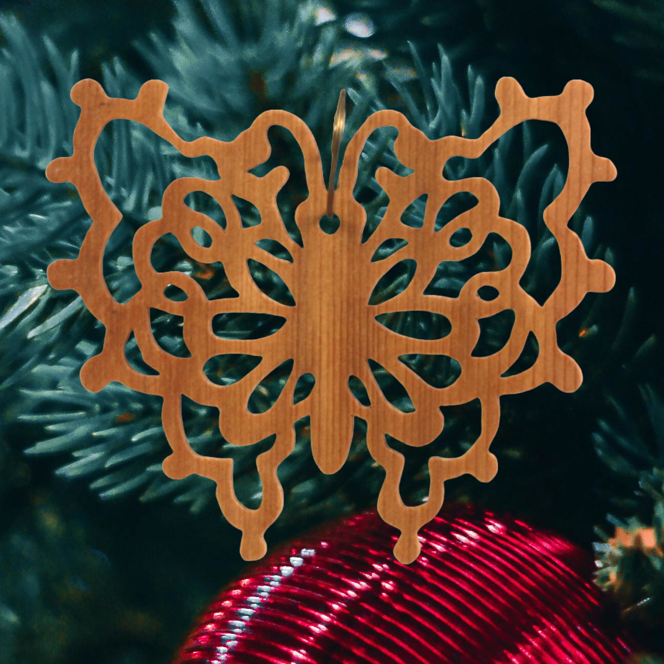 Handcrafted Victorian Style Wooden Fretwork Butterfly Christmas Tree Ornament Made Inn USA