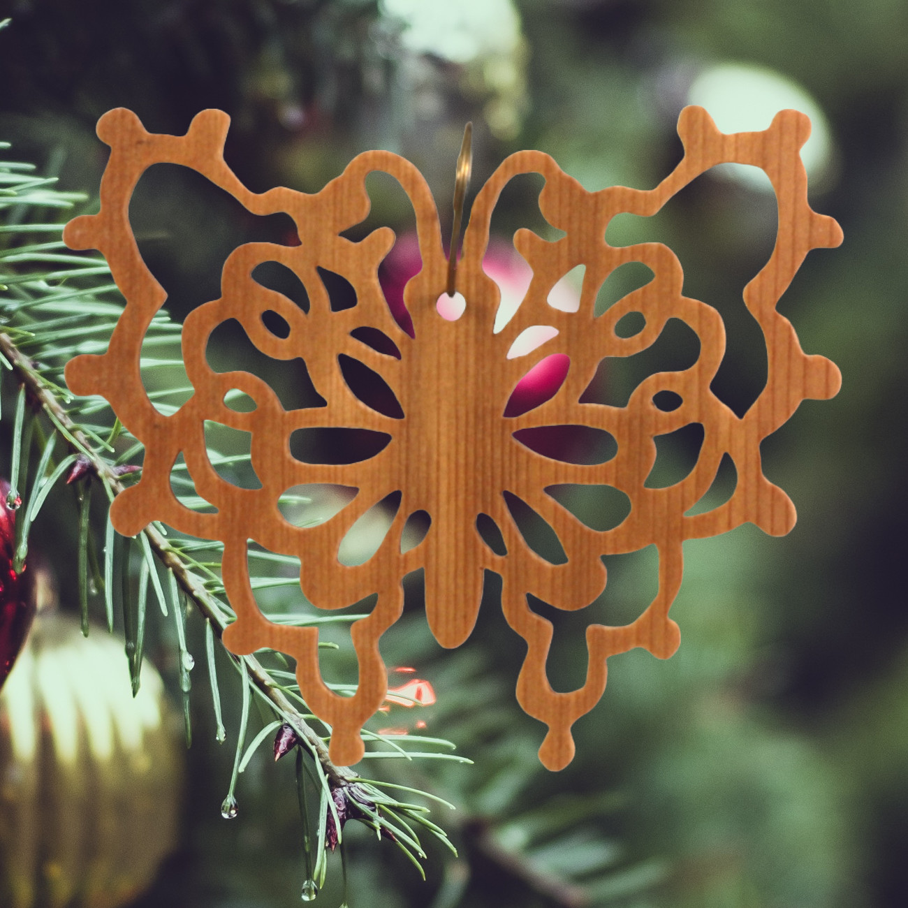 Handcrafted Victorian Style Wooden Fretwork Butterfly Christmas Tree Ornament Made Inn USA