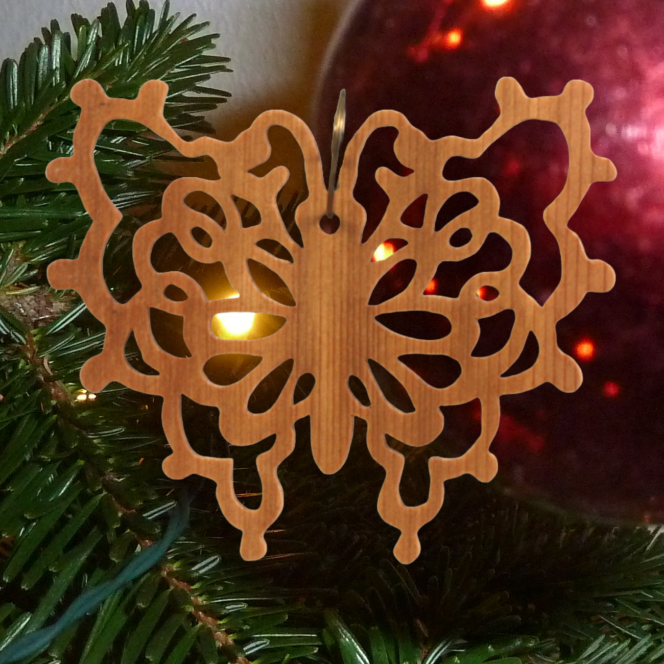 Handcrafted Victorian Style Wooden Fretwork Butterfly Christmas Tree Ornament Made Inn USA