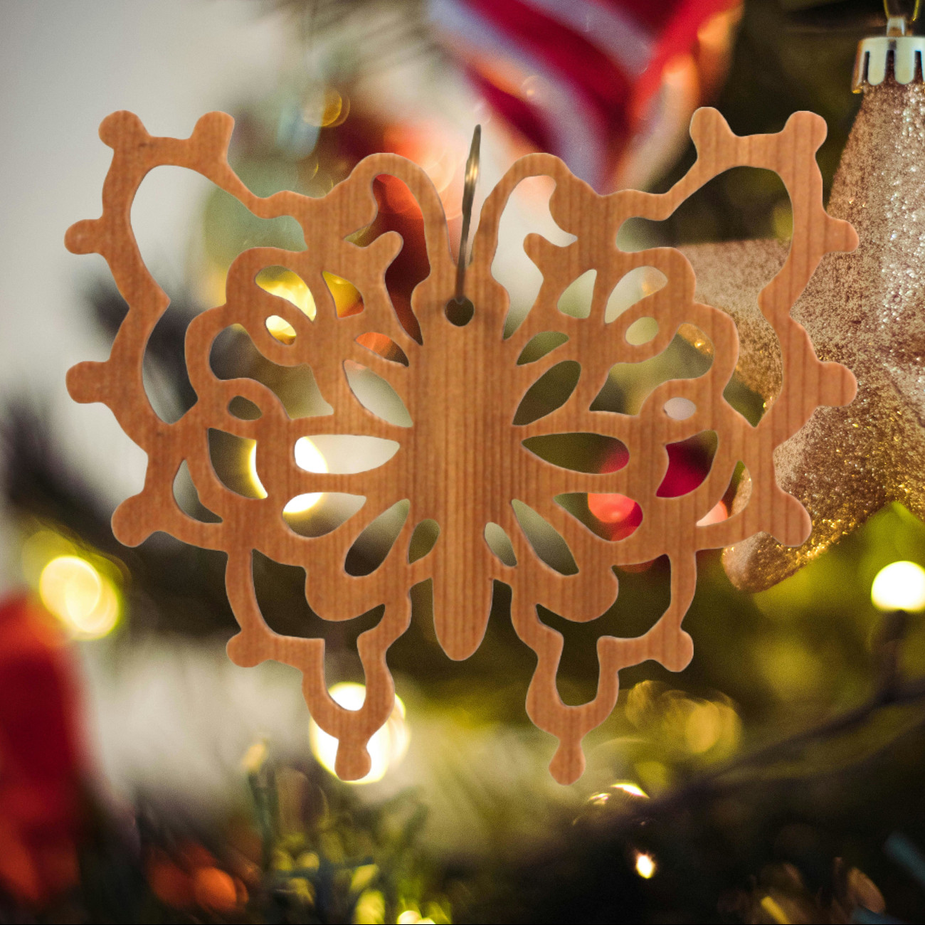 Handcrafted Victorian Style Wooden Fretwork Butterfly Christmas Tree Ornament Made Inn USA