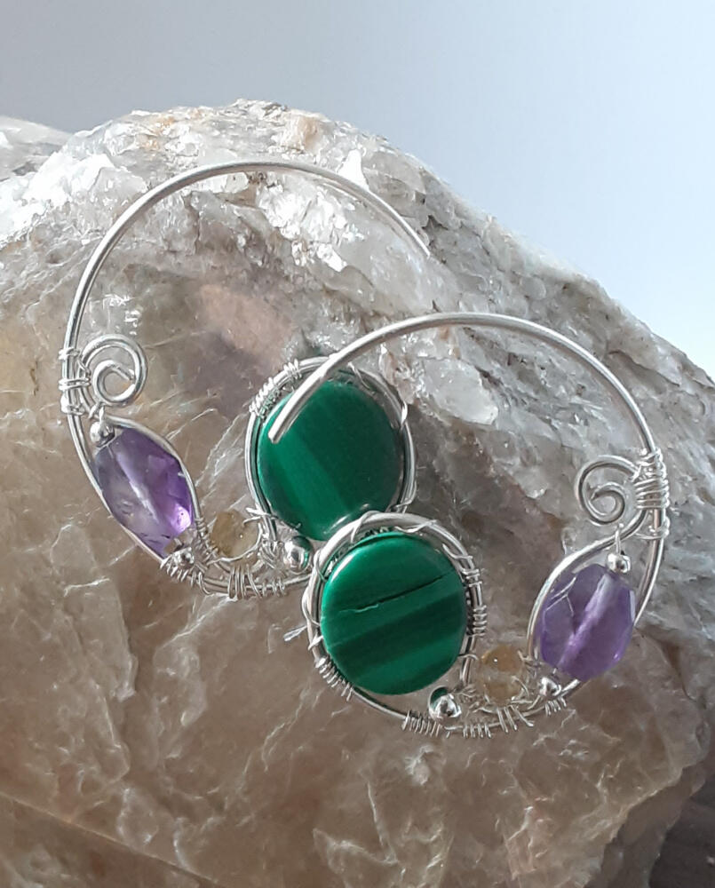 Malachite Hoop Earrings