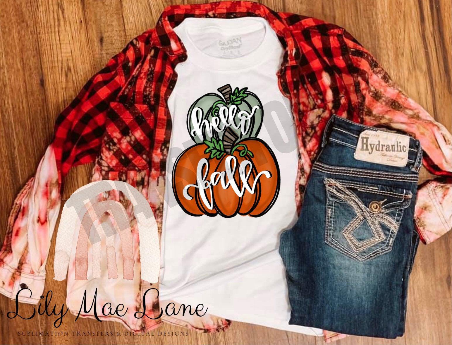 Hello Fall SUBLIMATION TRANSFERS Ready To Press | Sublimation Prints |  Autumn Sublimation Designs | Fall Please Sublimation