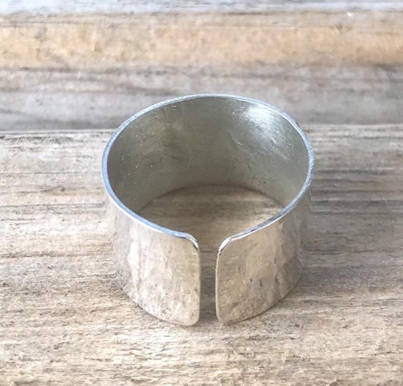 TEXTURED SILVER RING Oxidized silver Hammered silver ring Silver thumb ring Bohemian jewelry Christmas jewelry