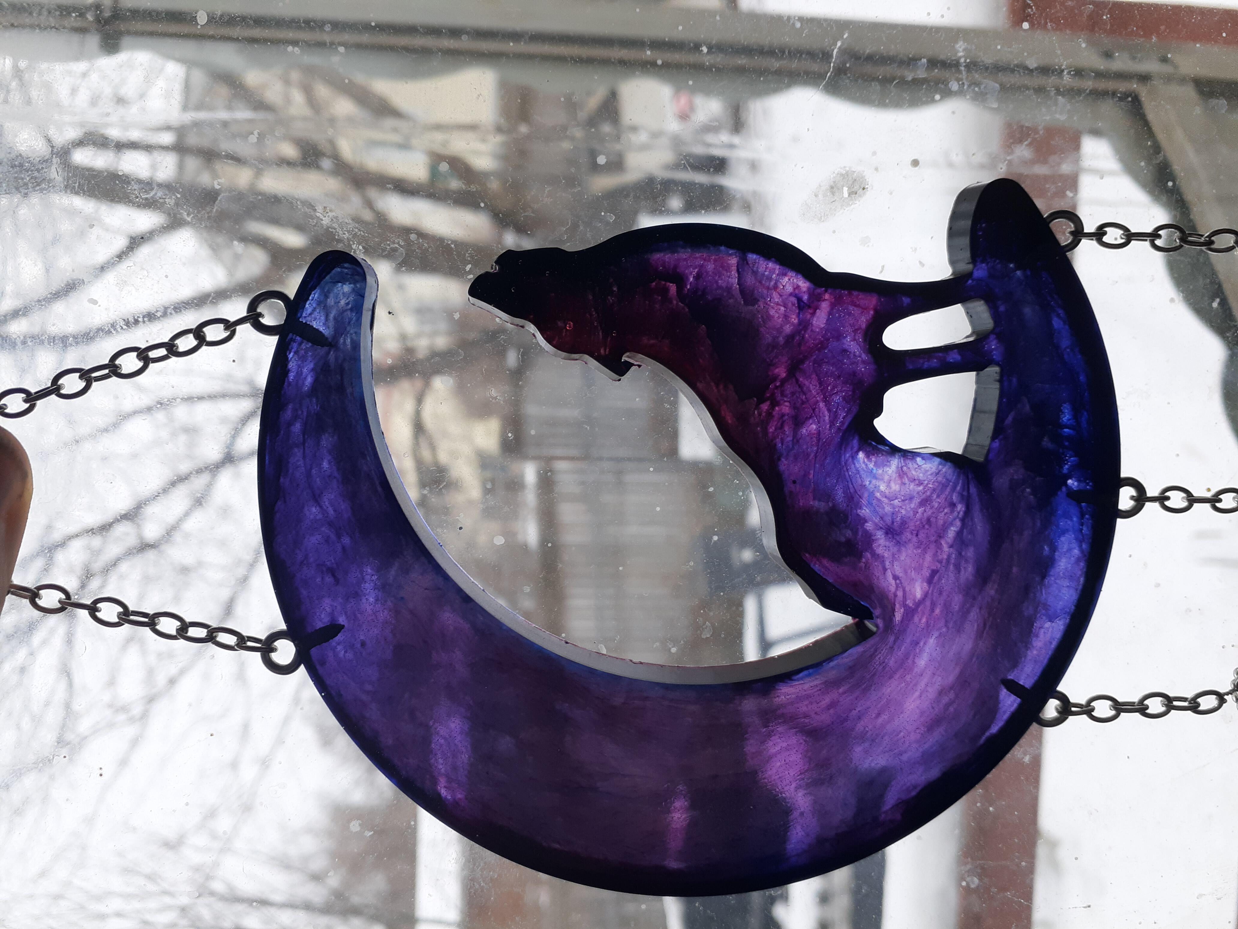 Home & Living :: Home Decor :: Purple/ Black Wolf Moon Dreamcatcher