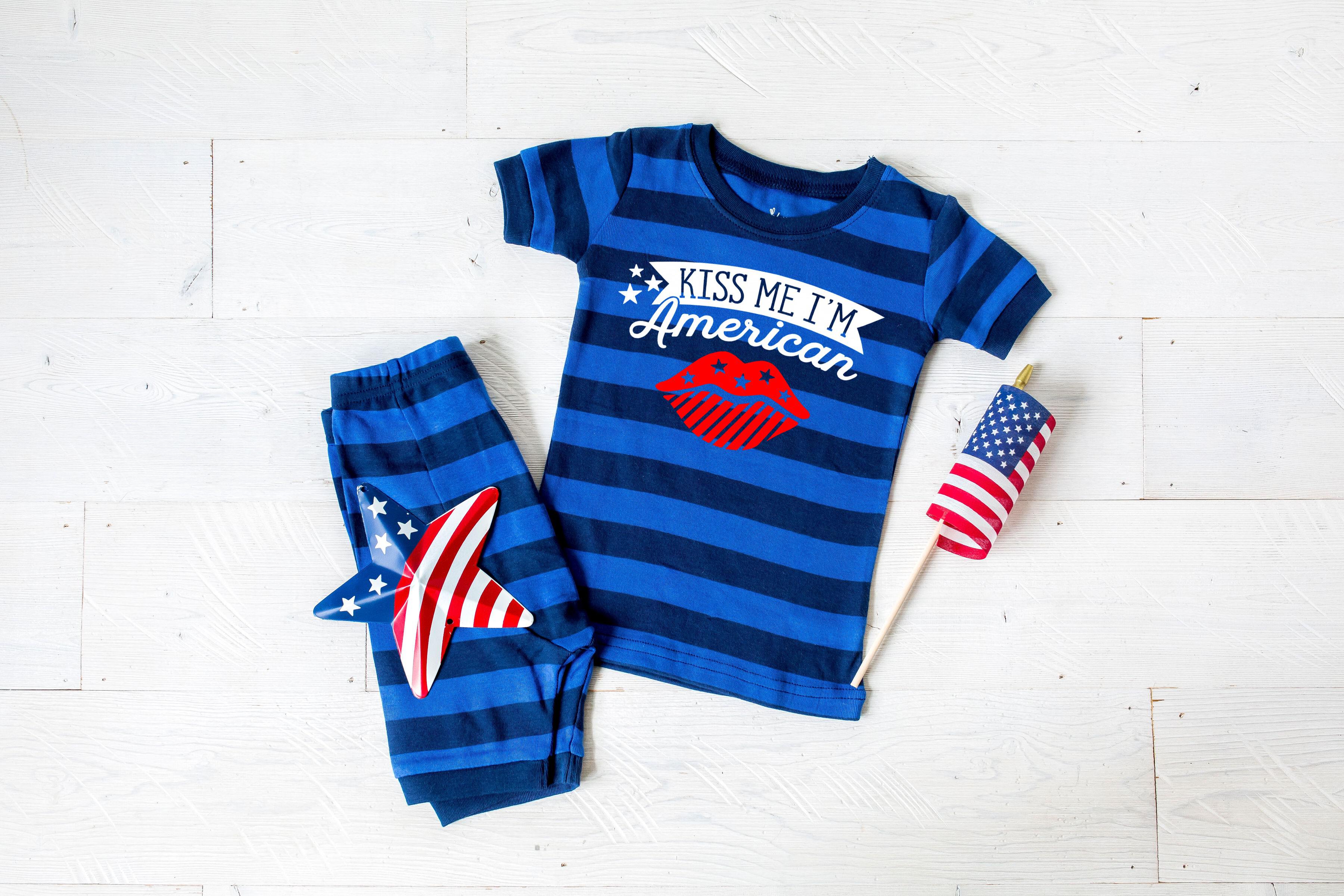 Clothing :: Kiss Me I'm American Blue Striped Shorts ...