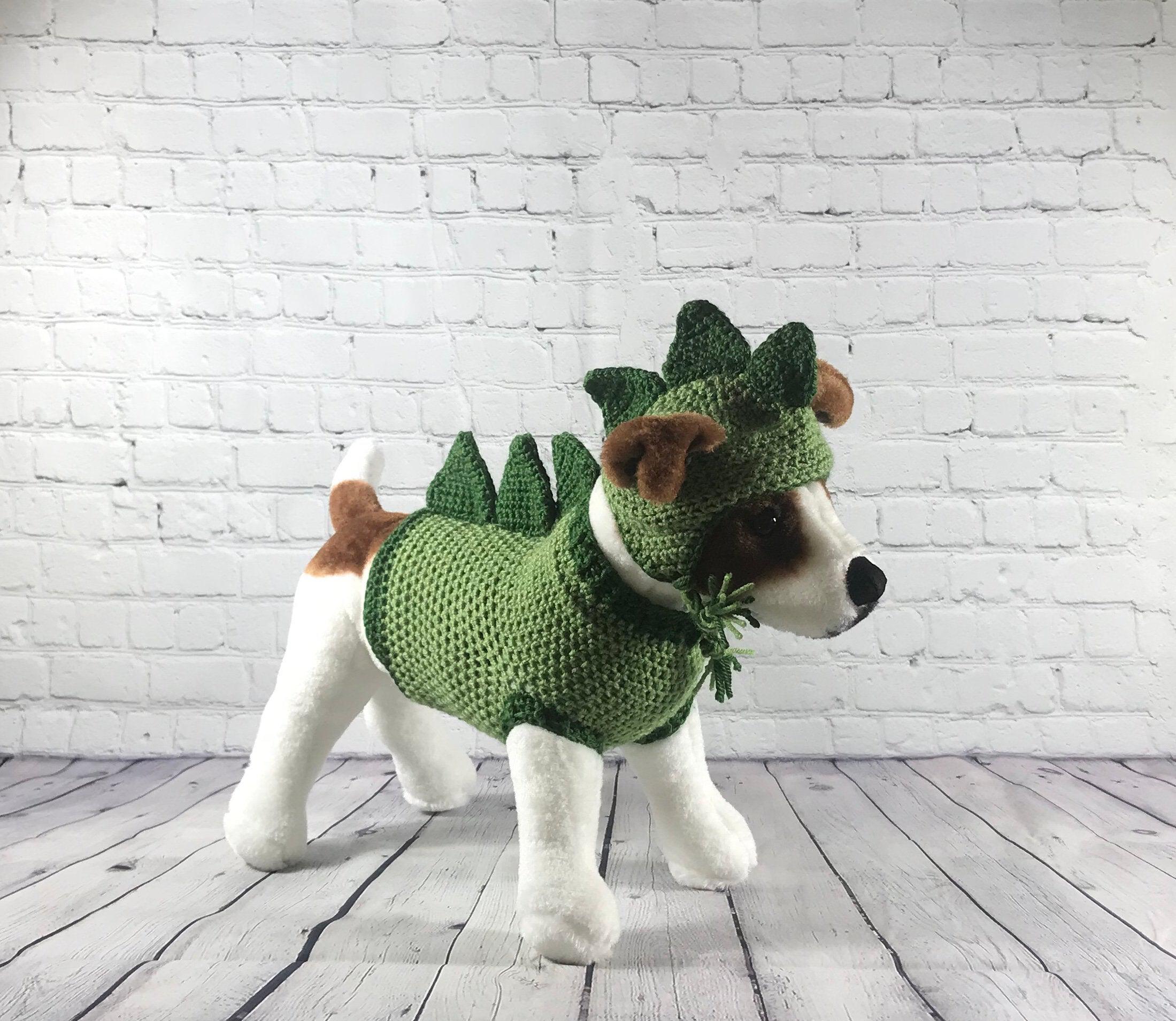 dog with dinosaur hat