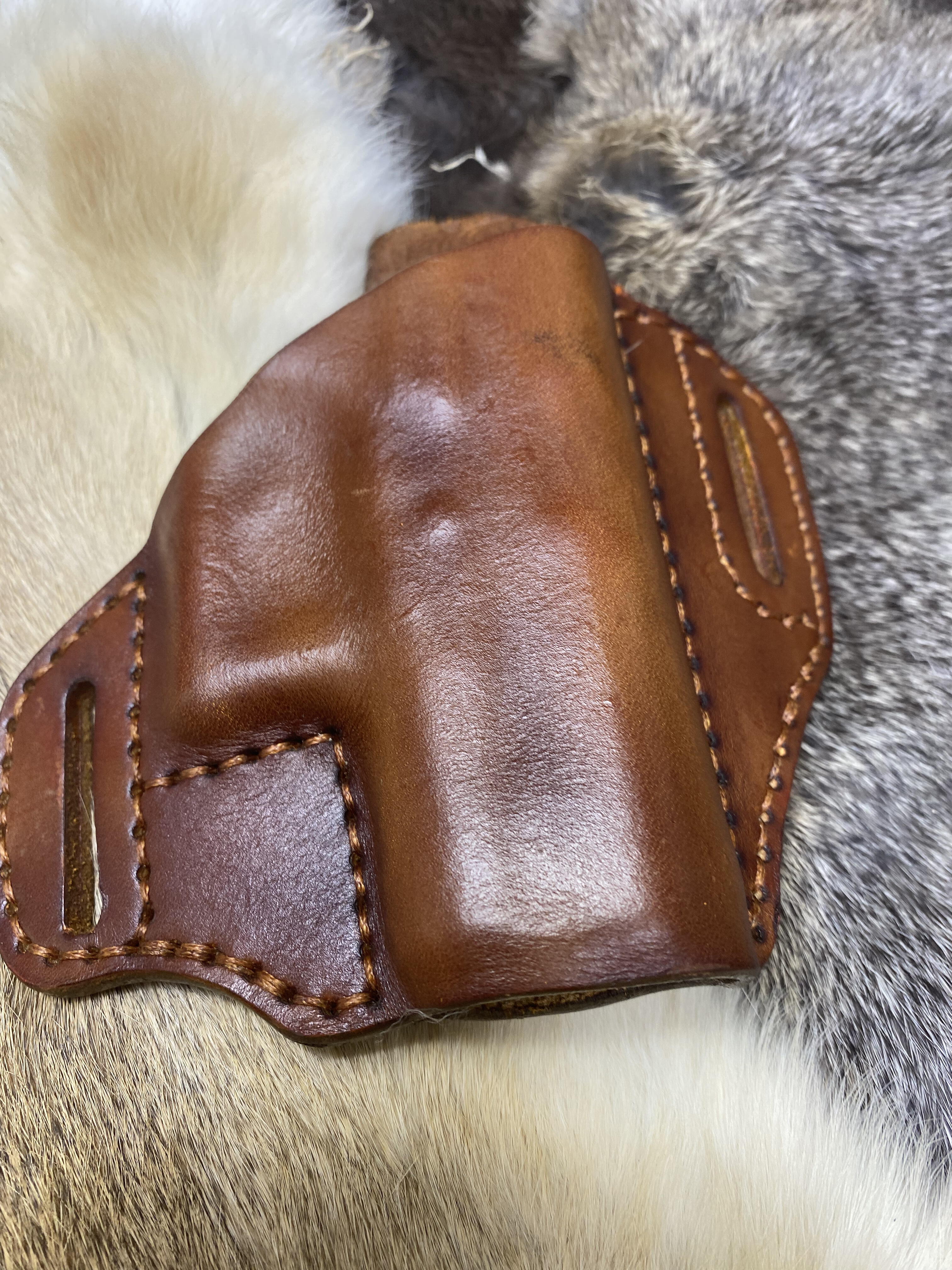 Leather Holster For Glock 42. Pancake Style Owb