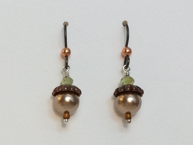Acorn earrings copper top