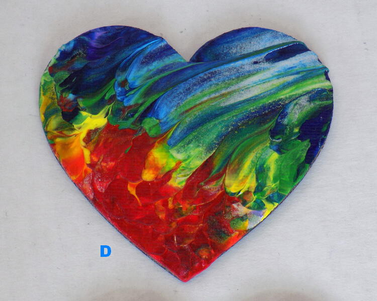 Rainbow Sparkle Polished Hearts Handmade Resin Fridge Magnets