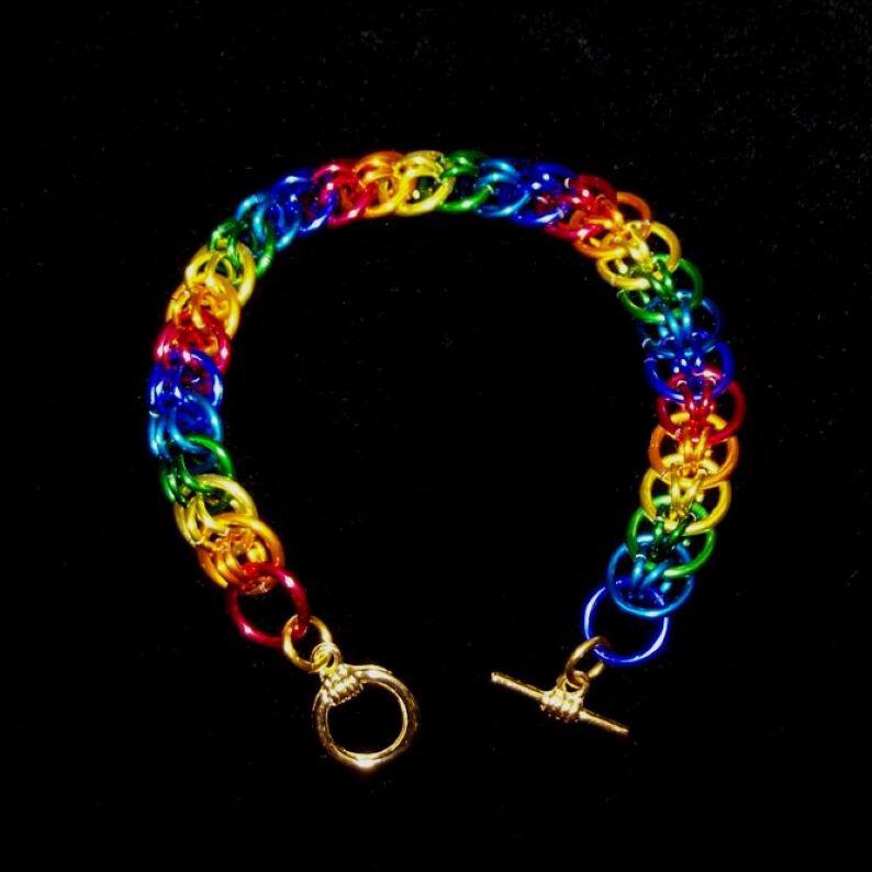 Chainmaille Persian Style Bracelet, Rainbow