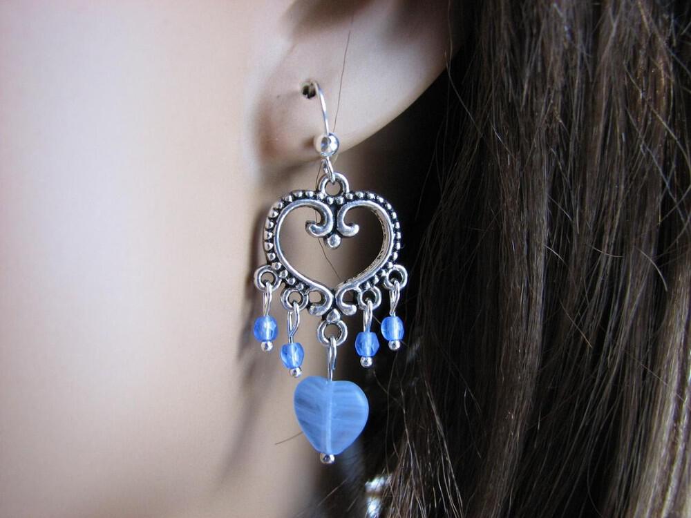 periwinkle blue heart earrings