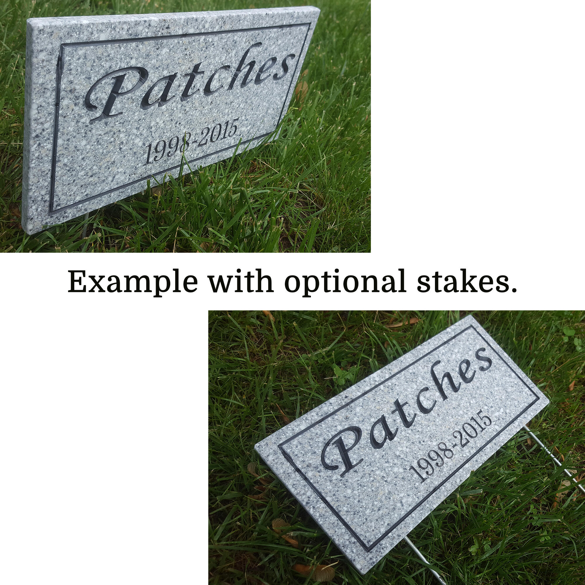 Grave marker plaque and ground stakes, Personalised Cat memorial photo  sign.