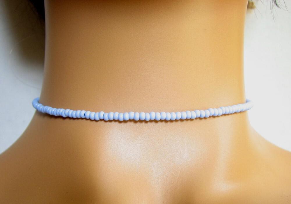 Coral Pink and White Seed beaded ChokerNecklace