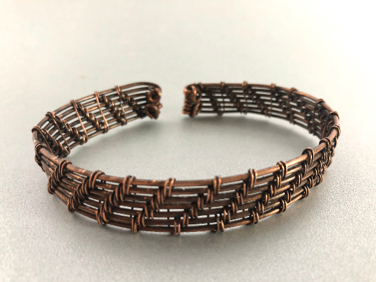 unisex cuff bracelet Copper bracelet wrapped wire copper wire woven 7 year anniversary gift oxidized copper bracelet