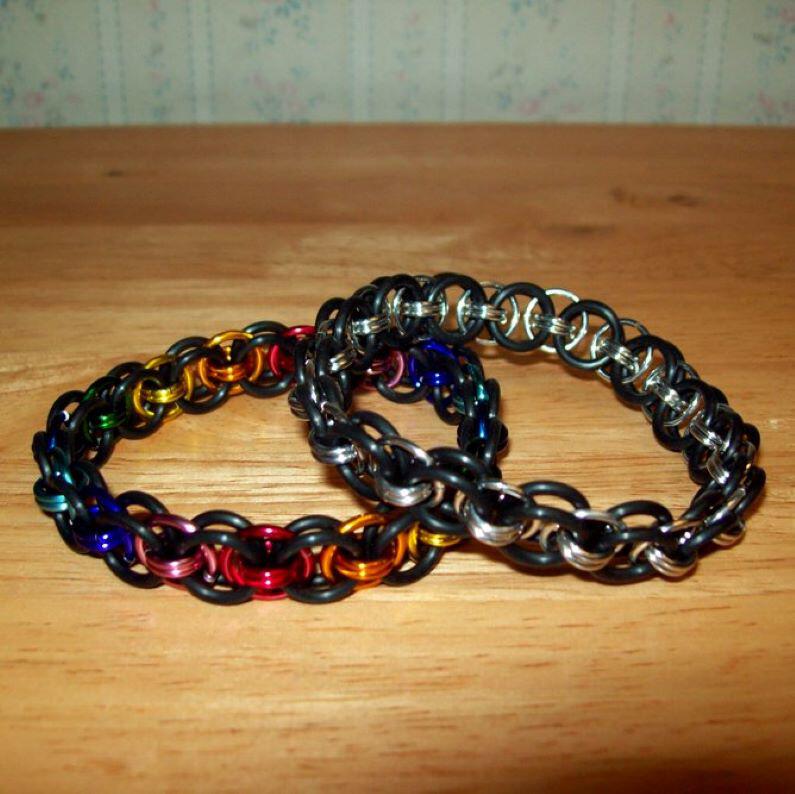 Chainmaille Helm Weave Bracelet, Stretch, Assorted Colors