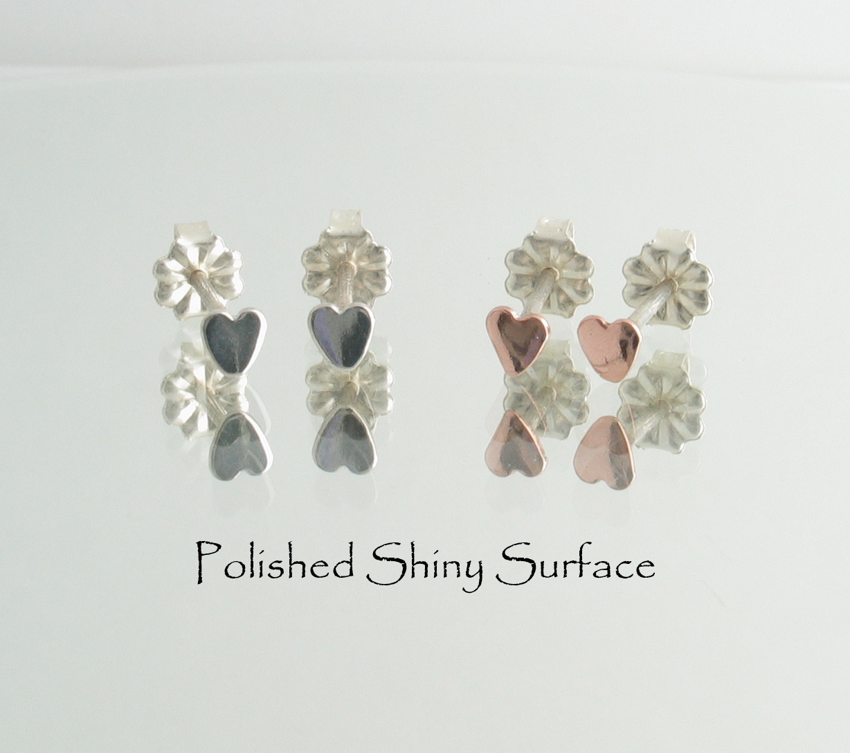 Tiny Heart Stud Earrings in Sterling Silver or Copper with Sterling Silver Posts and ​Butterfly Wirenuts