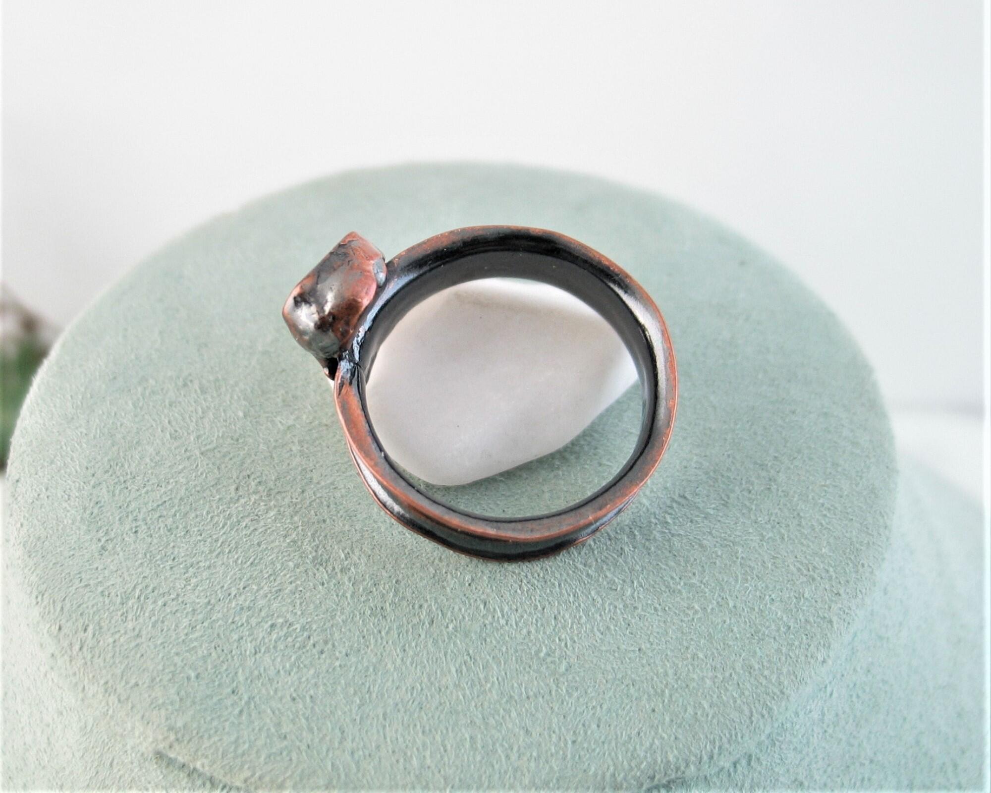 Hand forged solid copper size 12.25 ring