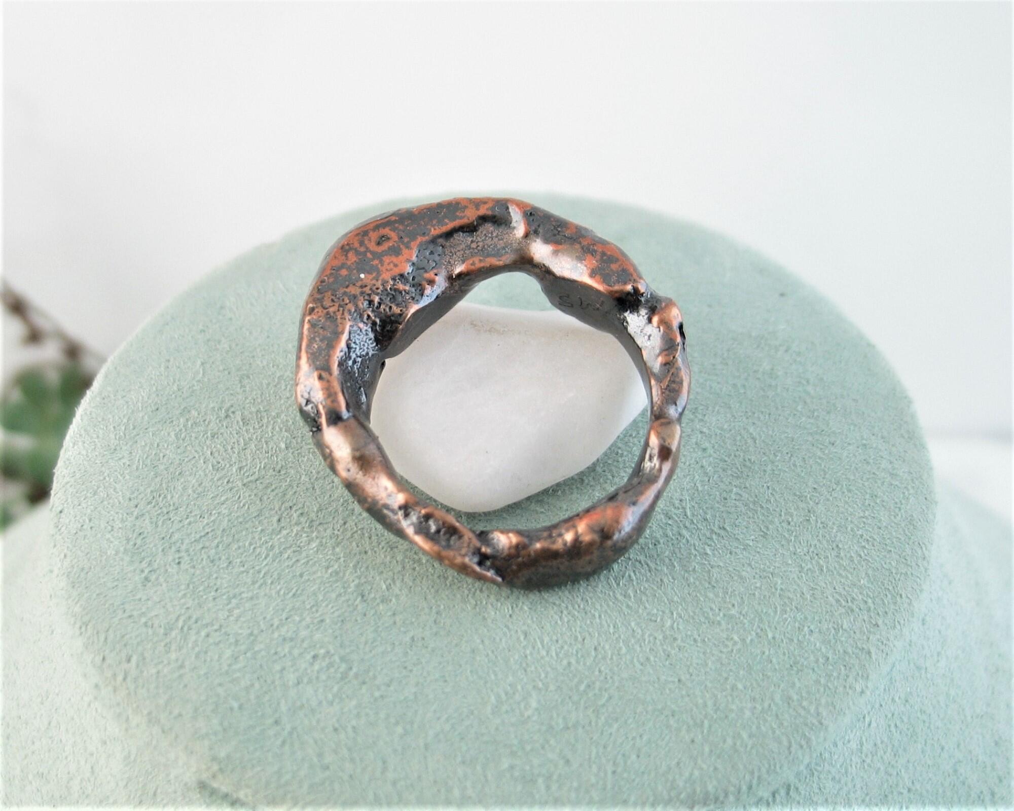 Hand forged solid copper size 12.25 ring