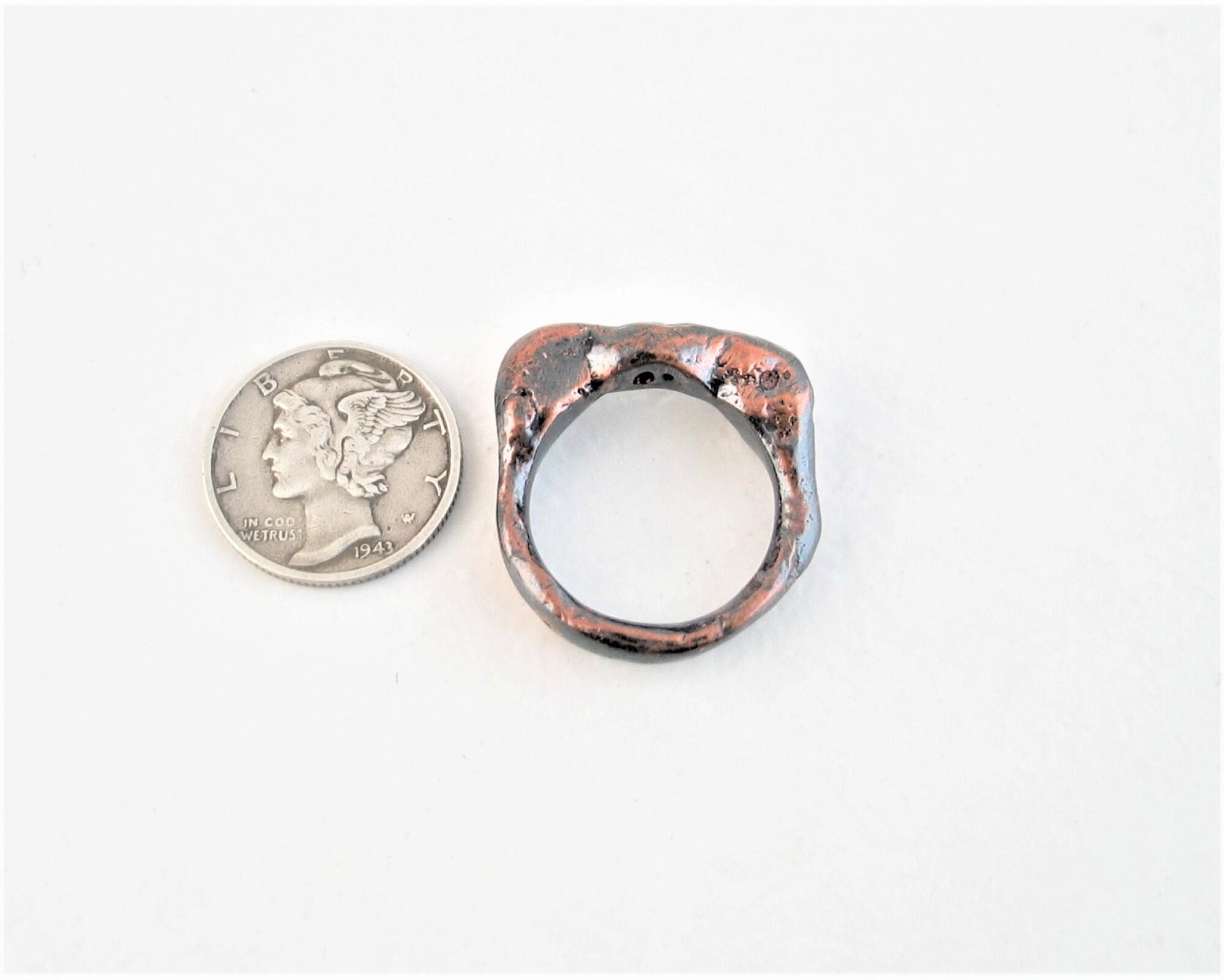Hand forged solid copper size 5-1/2 ring