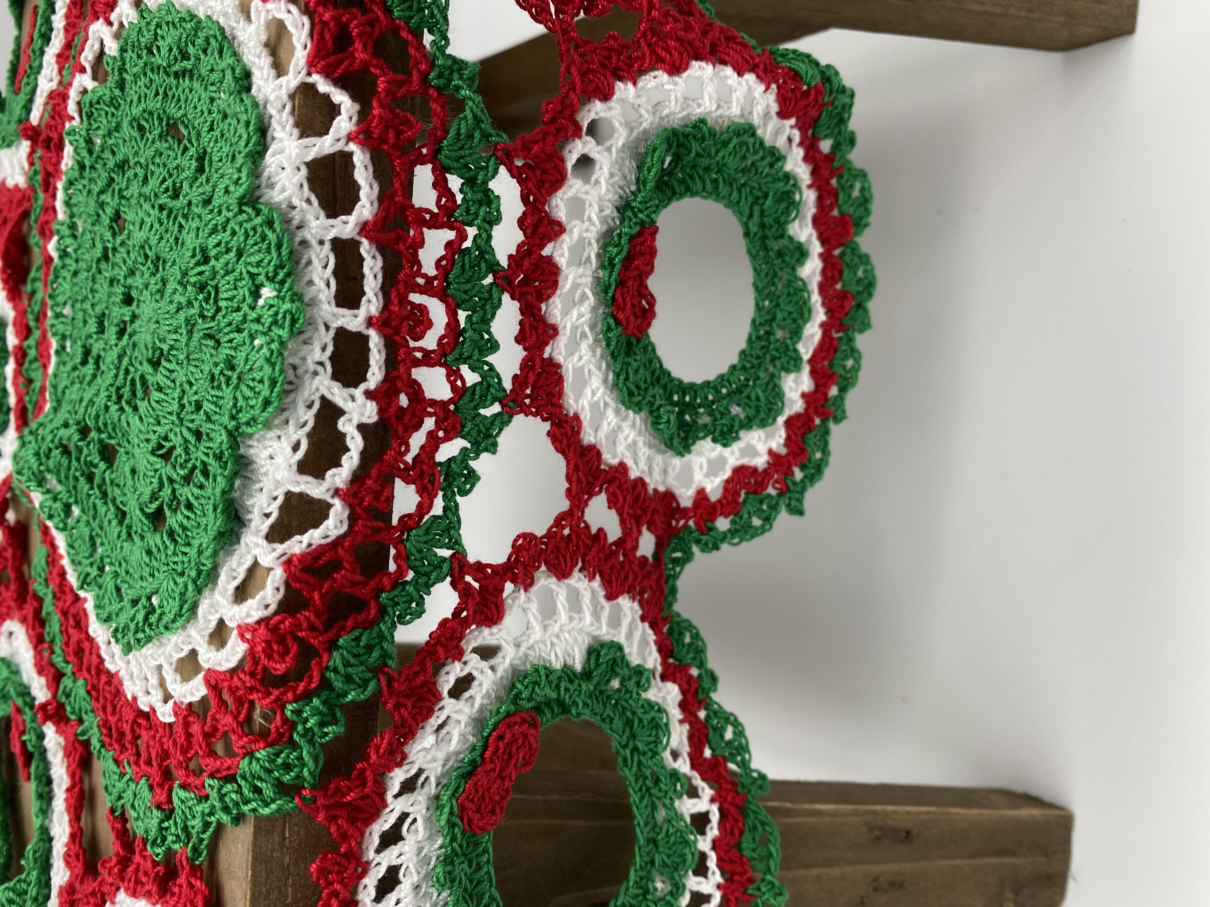 Ready to Ship Set of 2 Handmade 15 inch Crochet Christmas