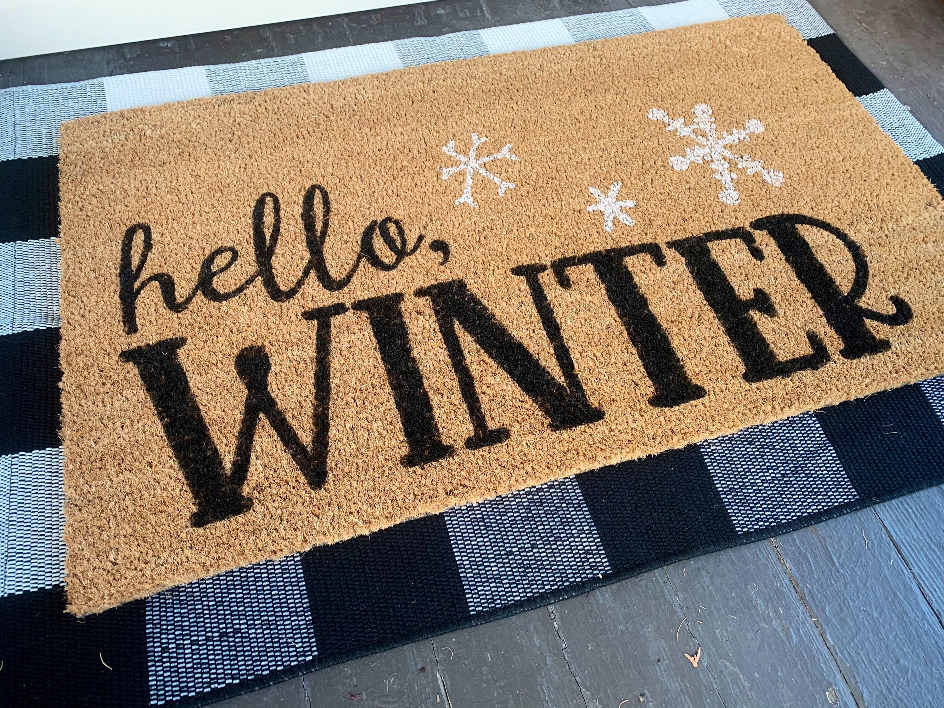Hello, Winter Christmas Outdoor Coir Door Mat 